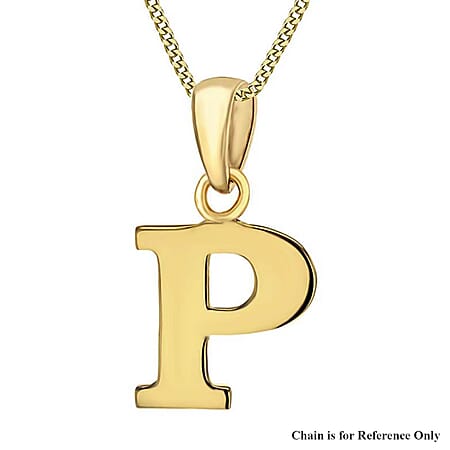 9K Yellow Gold 9.5mm x 16mm Plain P Initial Pendant