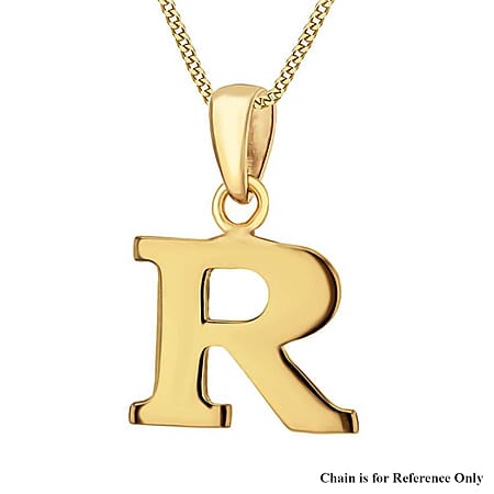 9K Yellow Gold 11mm x 16.5mm Plain R Initial Pendant