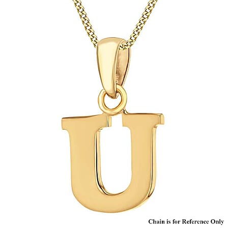 9K Yellow Gold 10.5mm x 16mm Plain U Initial Pendant
