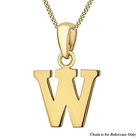 9K Yellow Gold 11mm x 16.5mm Plain W Initial Pendant