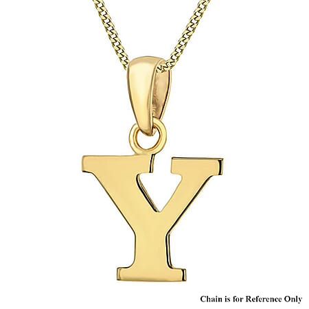 9K Yellow Gold 10.5mm x 16mm Plain Y Initial Pendant