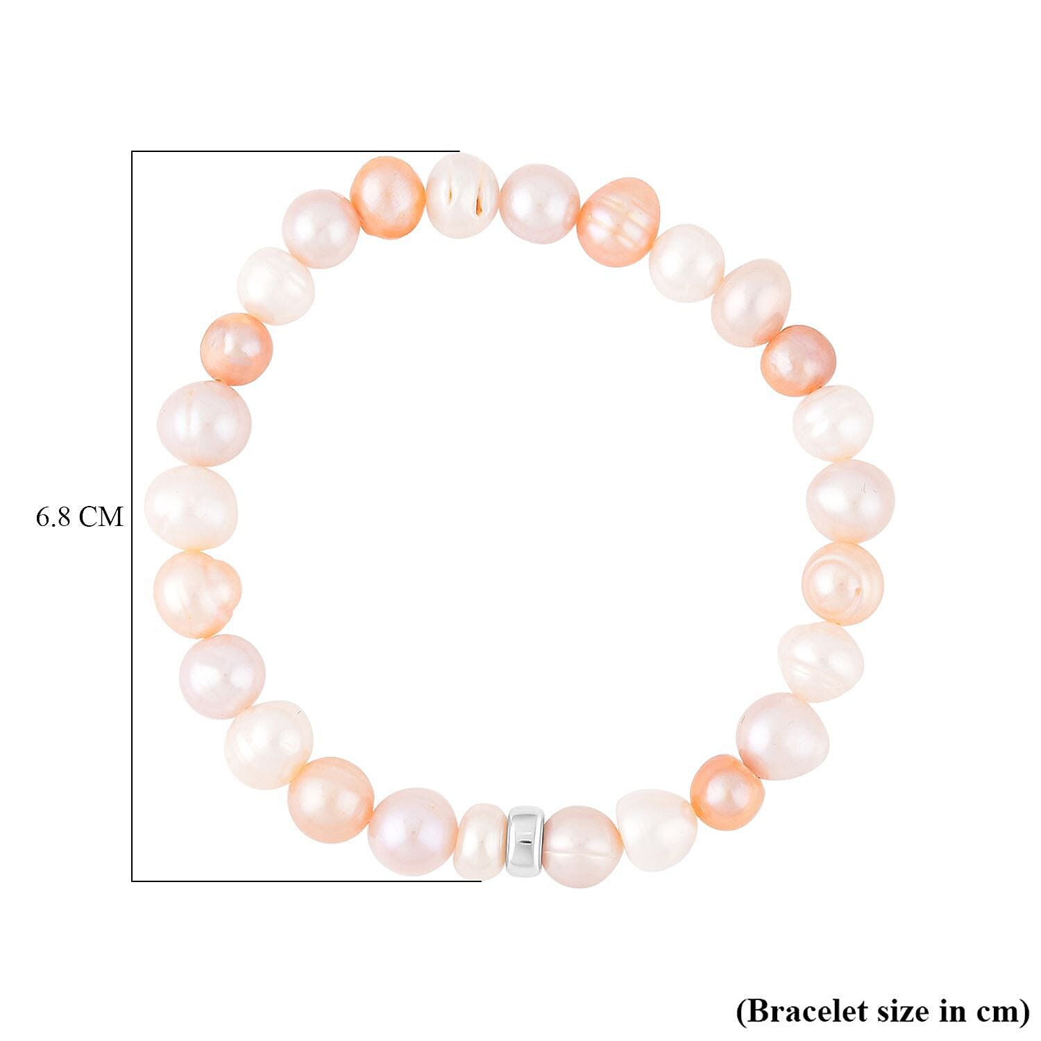 Multi Colour Fresh Water Pearl Stretchable Bracelet (Size - 7) in Rhodium Overlay Sterling Silver Multi Colour Fresh Water Pearl Stretchable Bracelet (Size - 7) in Rhodium Overlay Sterling Silver