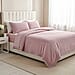 Set of 3 - Milky Velvet Duvet Cover with 2 Pillow Case - Pink