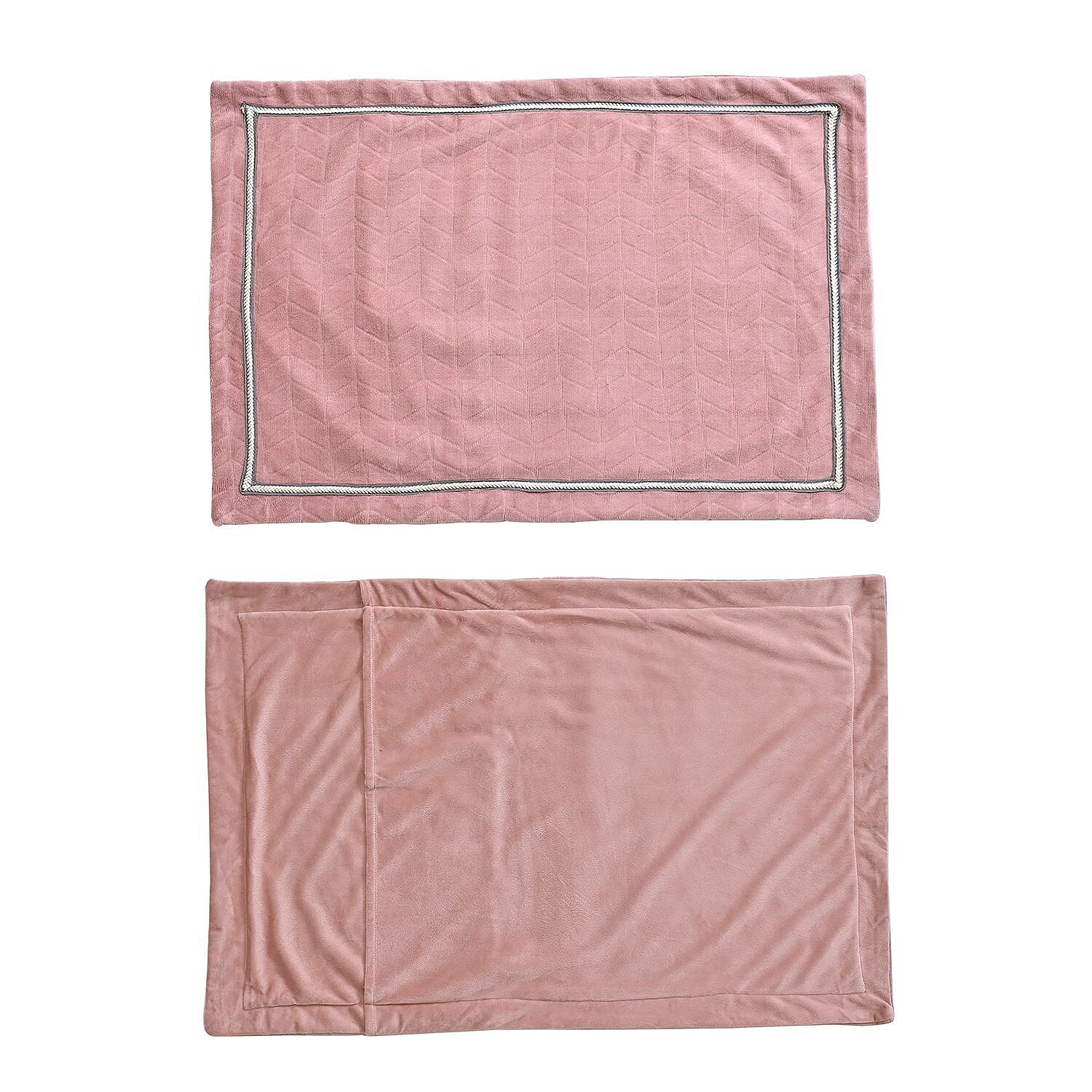 Set of 3 - Milky Velvet Duvet Cover with 2 Pillow Case - Pink