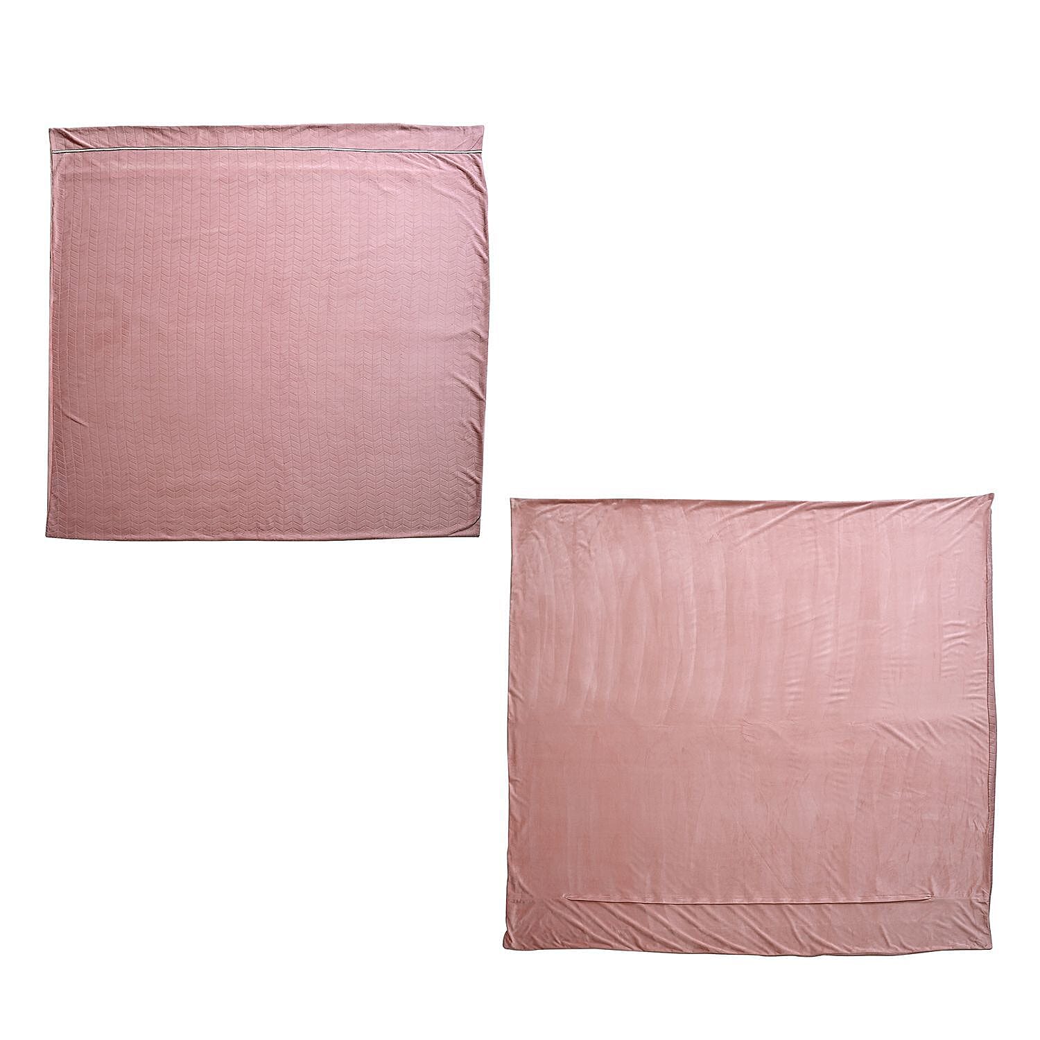 Set of 3 - Milky Velvet Duvet Cover with 2 Pillow Case - Pink