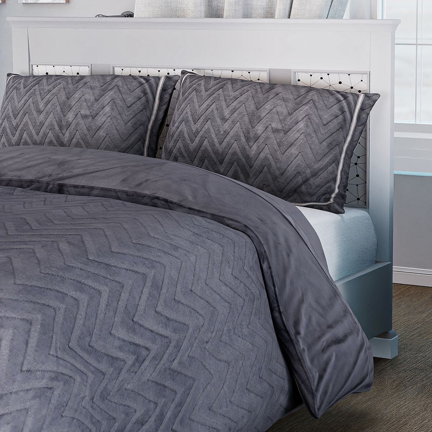 Set of 3 - Milky Velvet Duvet Cover with 2 Pillow Case - Pink