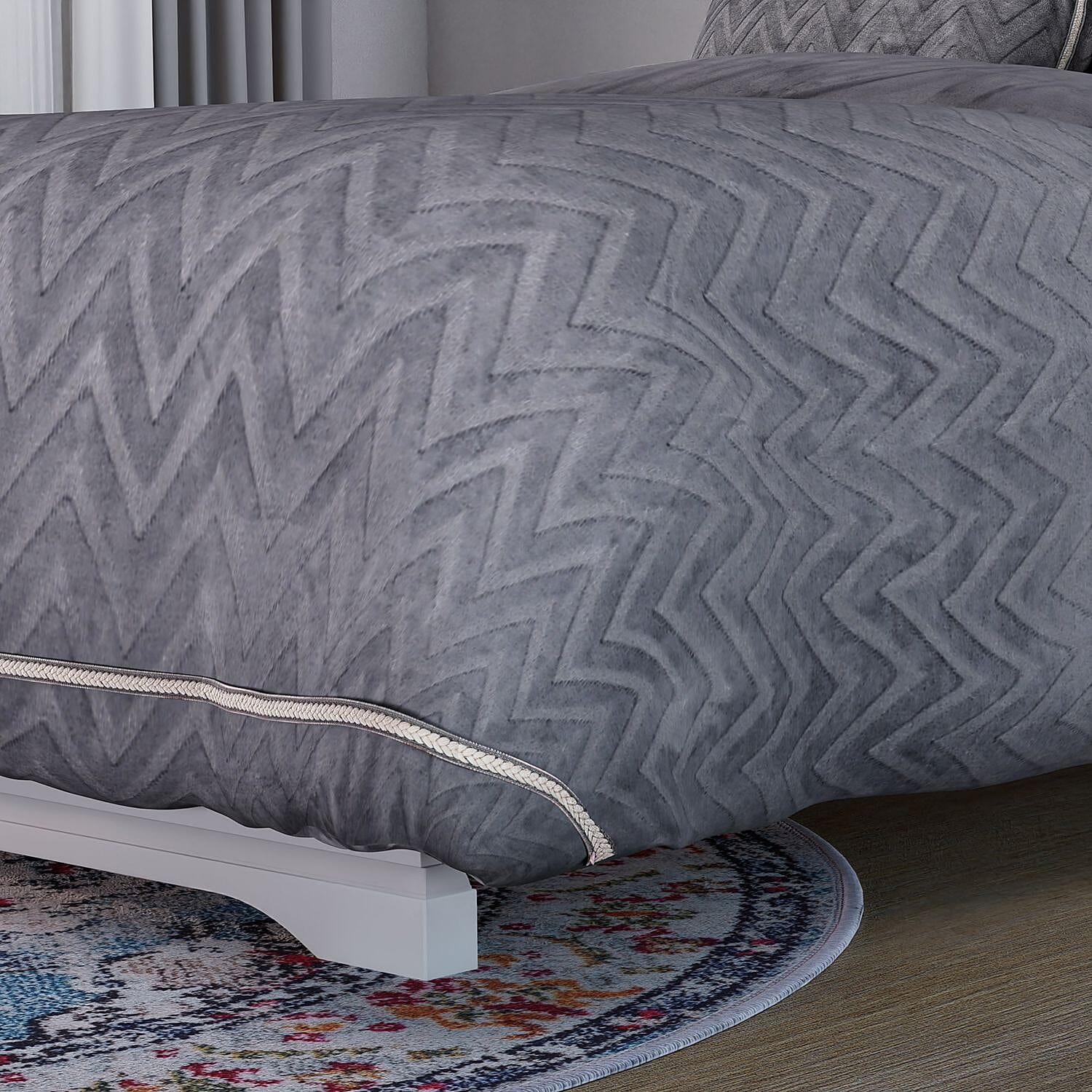 Set of 3 - Milky Velvet Duvet Cover with 2 Pillow Case - Pink