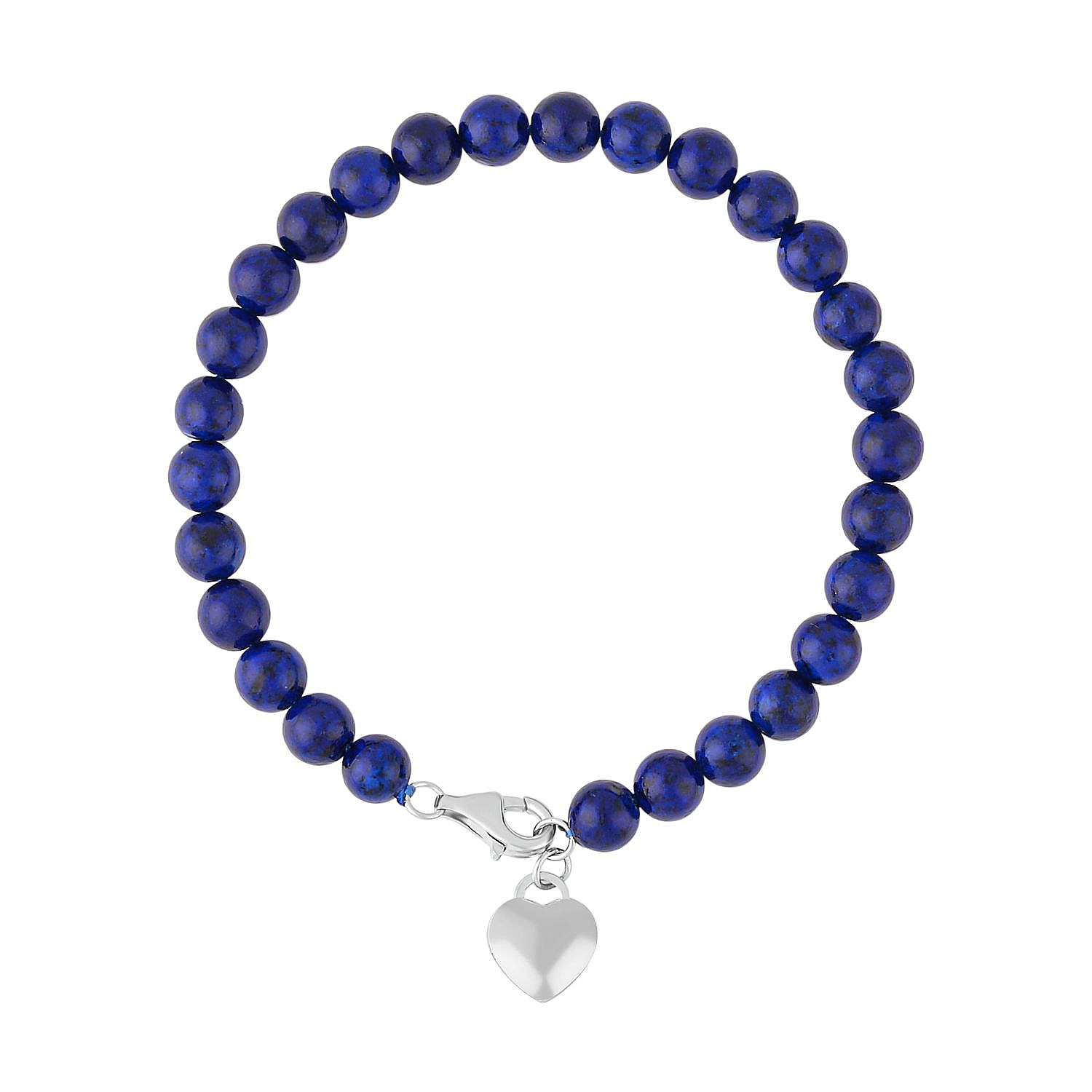 Lapis Lazuli Bracelet (Size - 7.5) with Lobster Clasp in Rhodium Overlay Sterling  Silver. - 7368363 - TJC