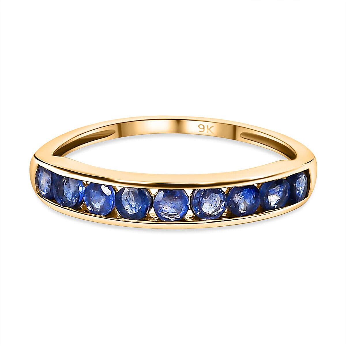 9K Yellow Gold Masoala Sapphire Half-Eternity Band Ring