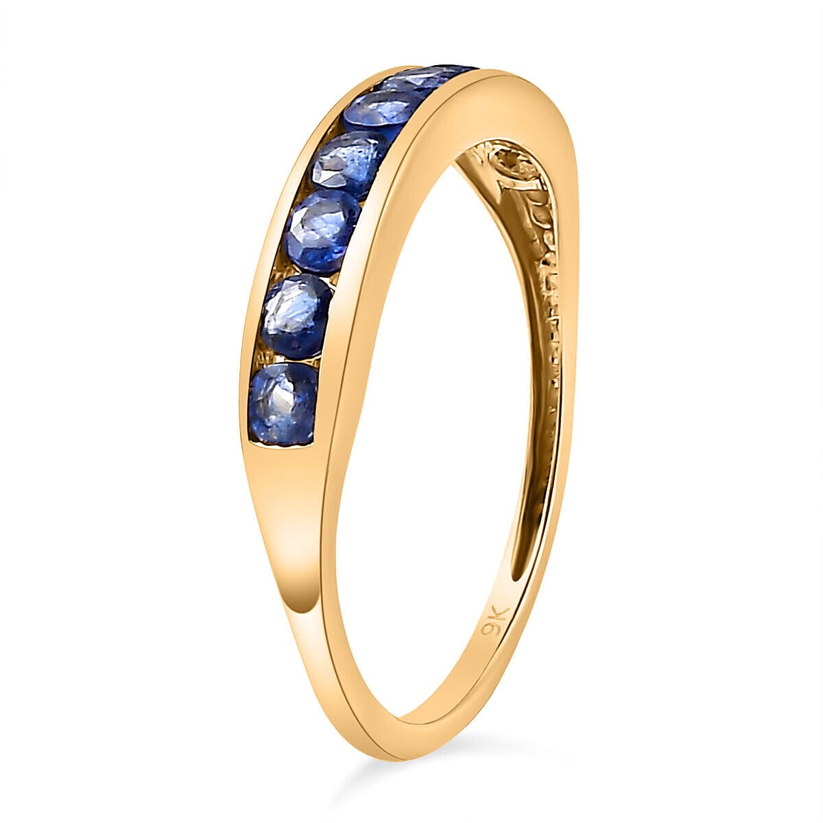9K Yellow Gold Masoala Sapphire Half-Eternity Band Ring