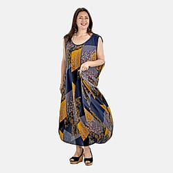 OTO - Tamsy Daisy Print Umbrella Maxi Dress (One Size 8-18) - Sky Blue