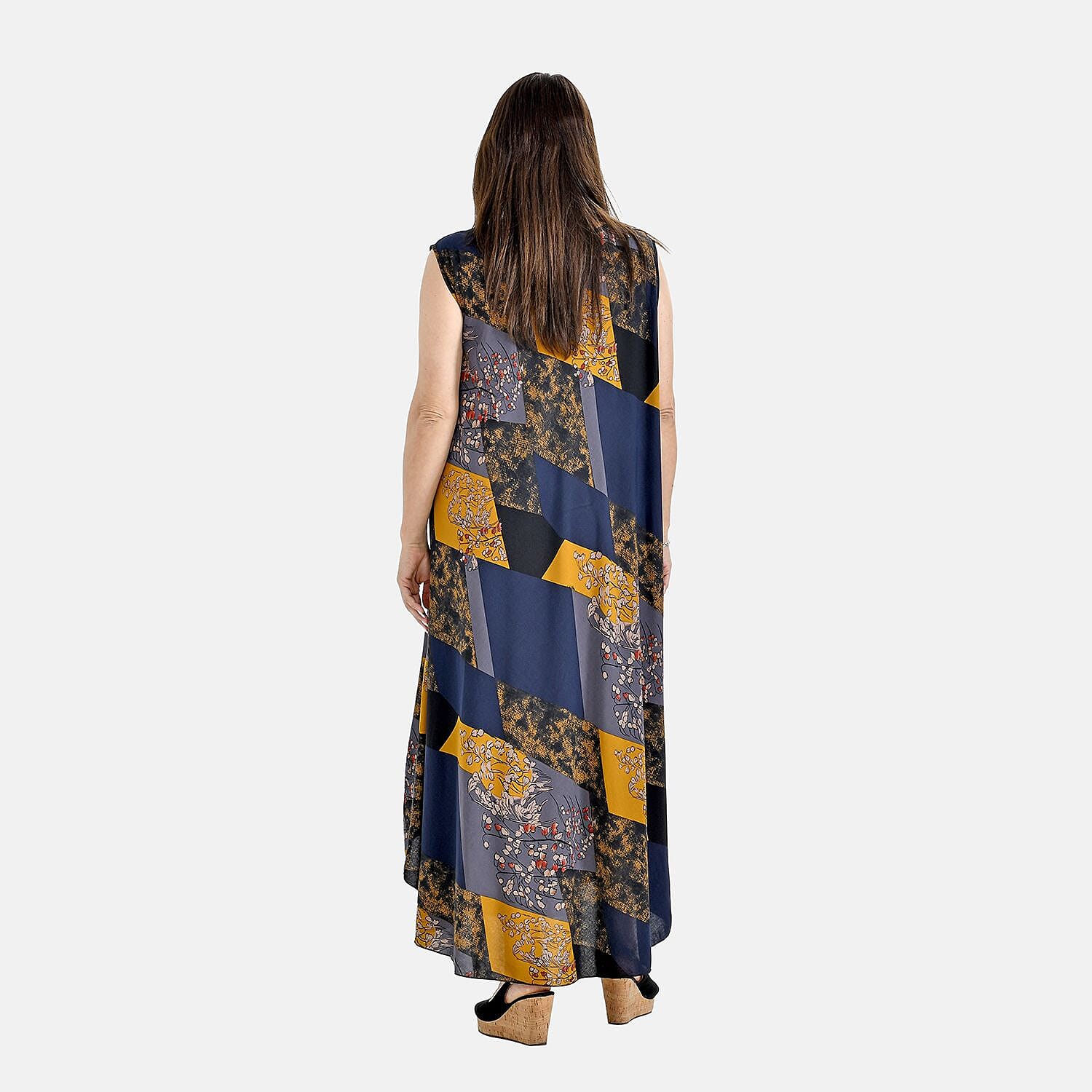 OTO - Tamsy Daisy Print Umbrella Maxi Dress (One Size 8-18) - Sky Blue