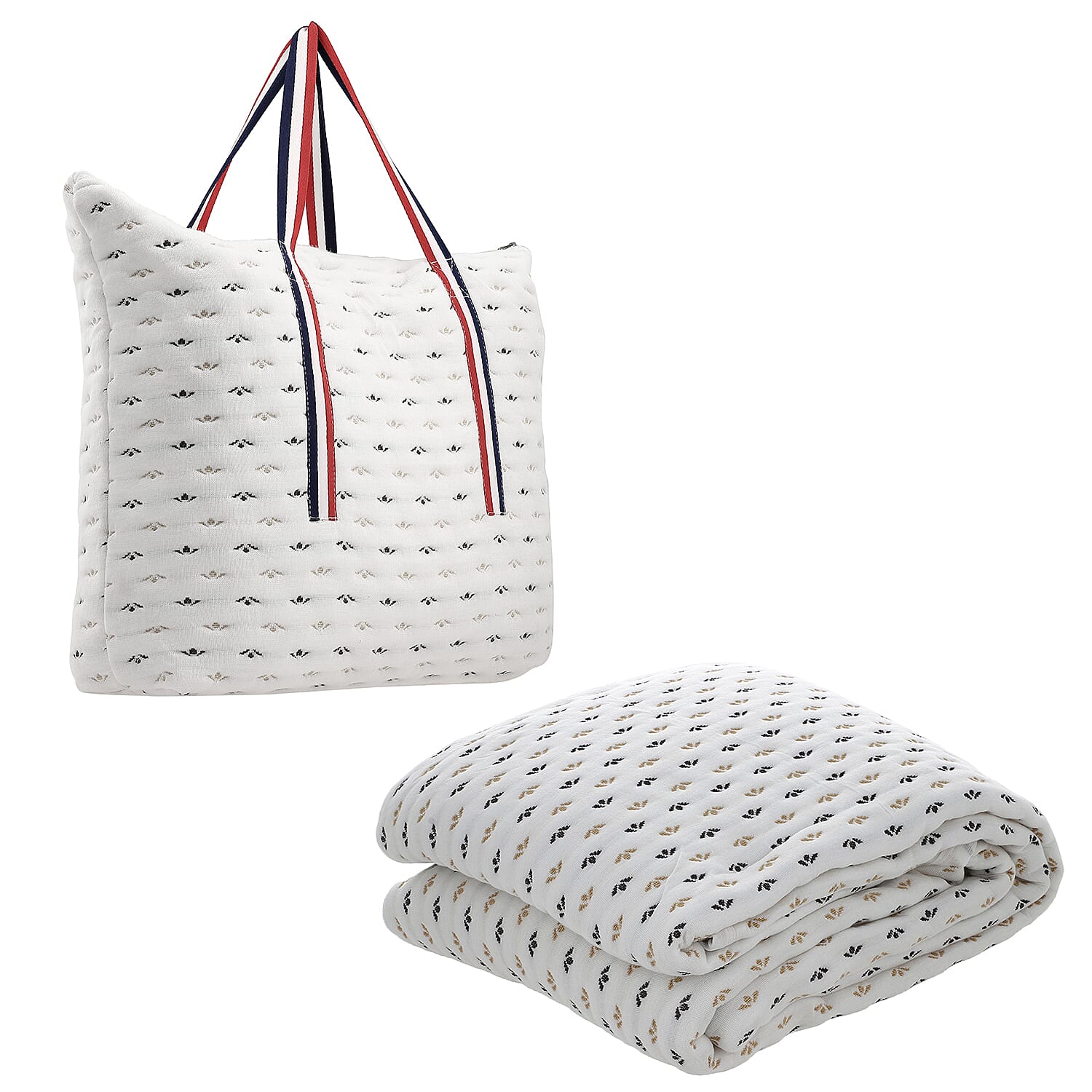 Knitted Viscose Soft Dohar Blanket with Filling Weaved (Size 228x145 cm) - Black & Beige