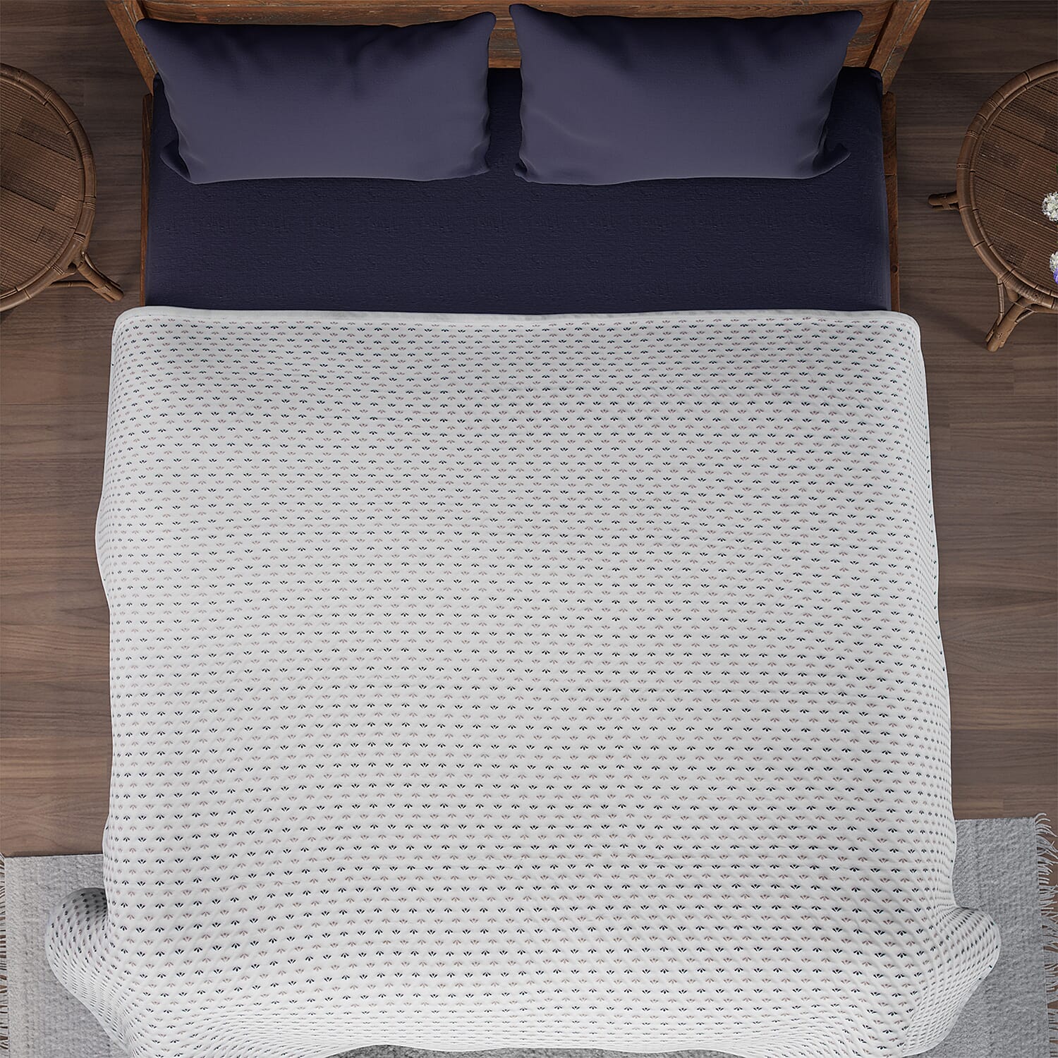 Knitted Viscose Soft Dohar Blanket with Filling Weaved (Size 228x145 cm) - Black & Beige