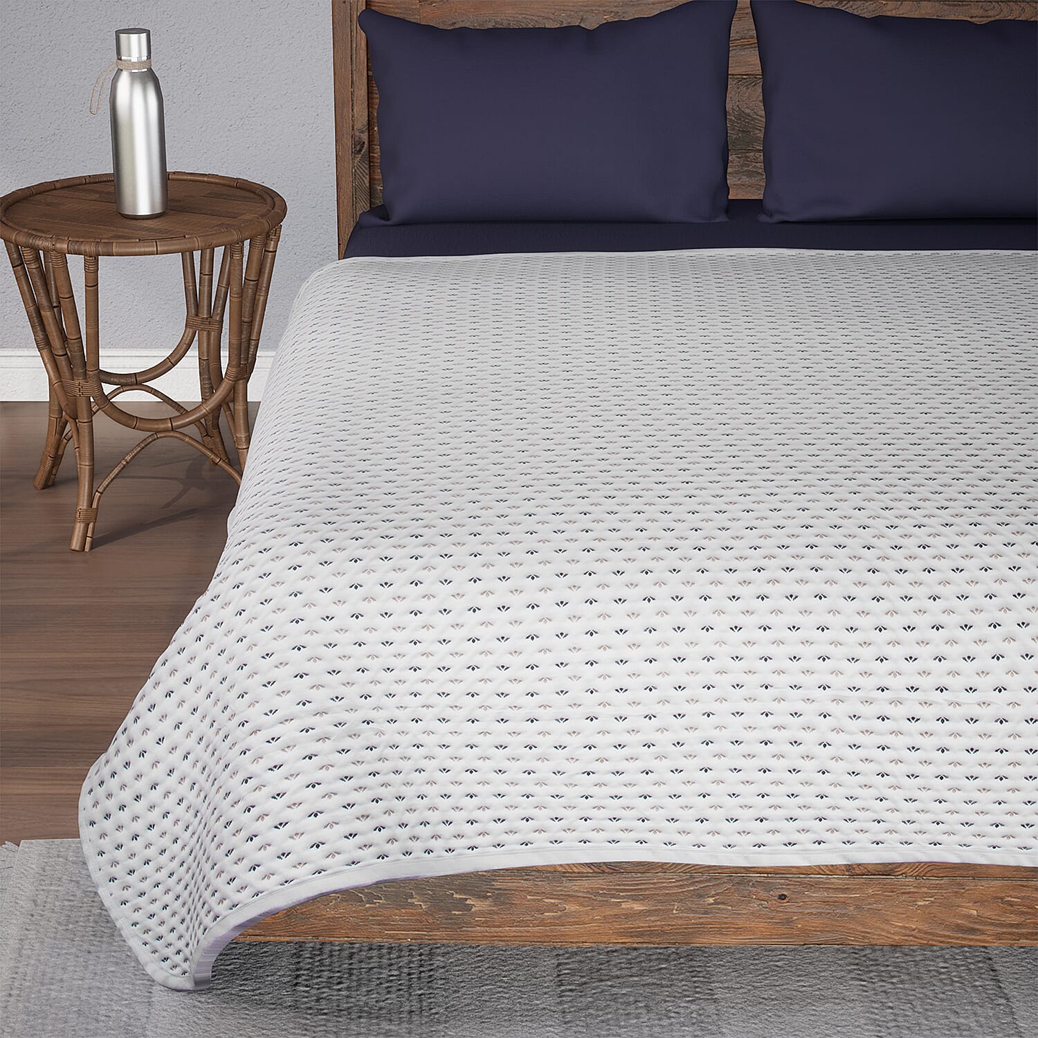 Knitted Viscose Soft Dohar Blanket with Filling Weaved (Size 228x145 cm) - Black & Beige