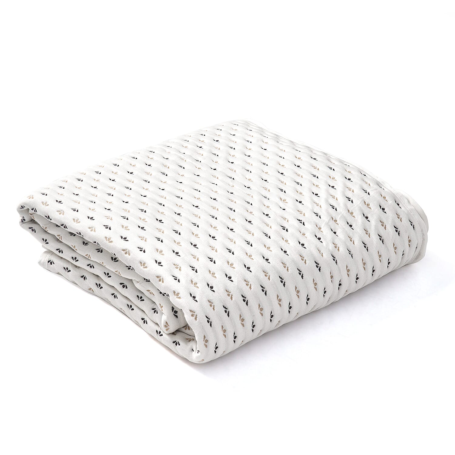 Knitted Viscose Soft Dohar Blanket with Filling Weaved (Size 228x145 cm) - Black & Beige