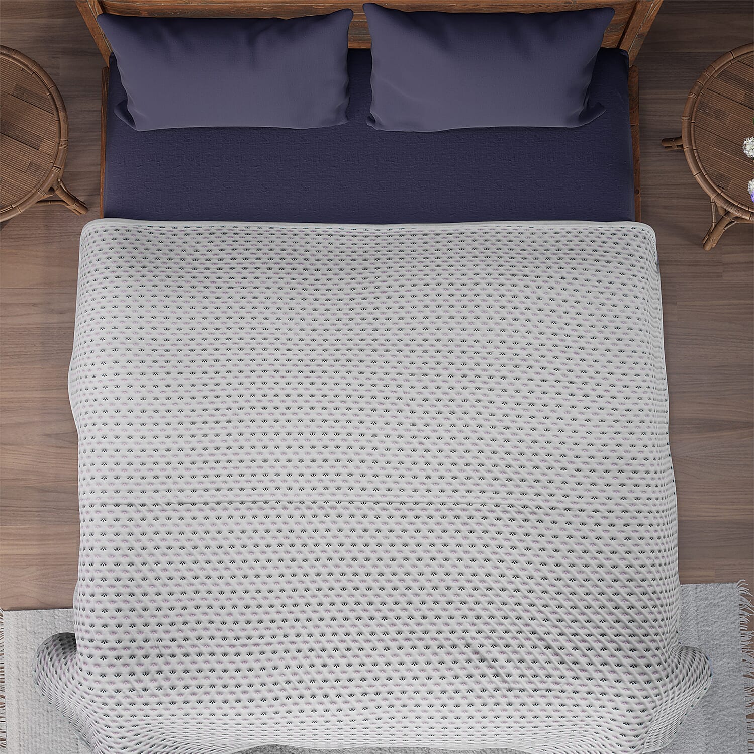 Jacquared 100 % Viscose Soft Summer Throw with Bag (Size 228x145 cm) - Pink Wings