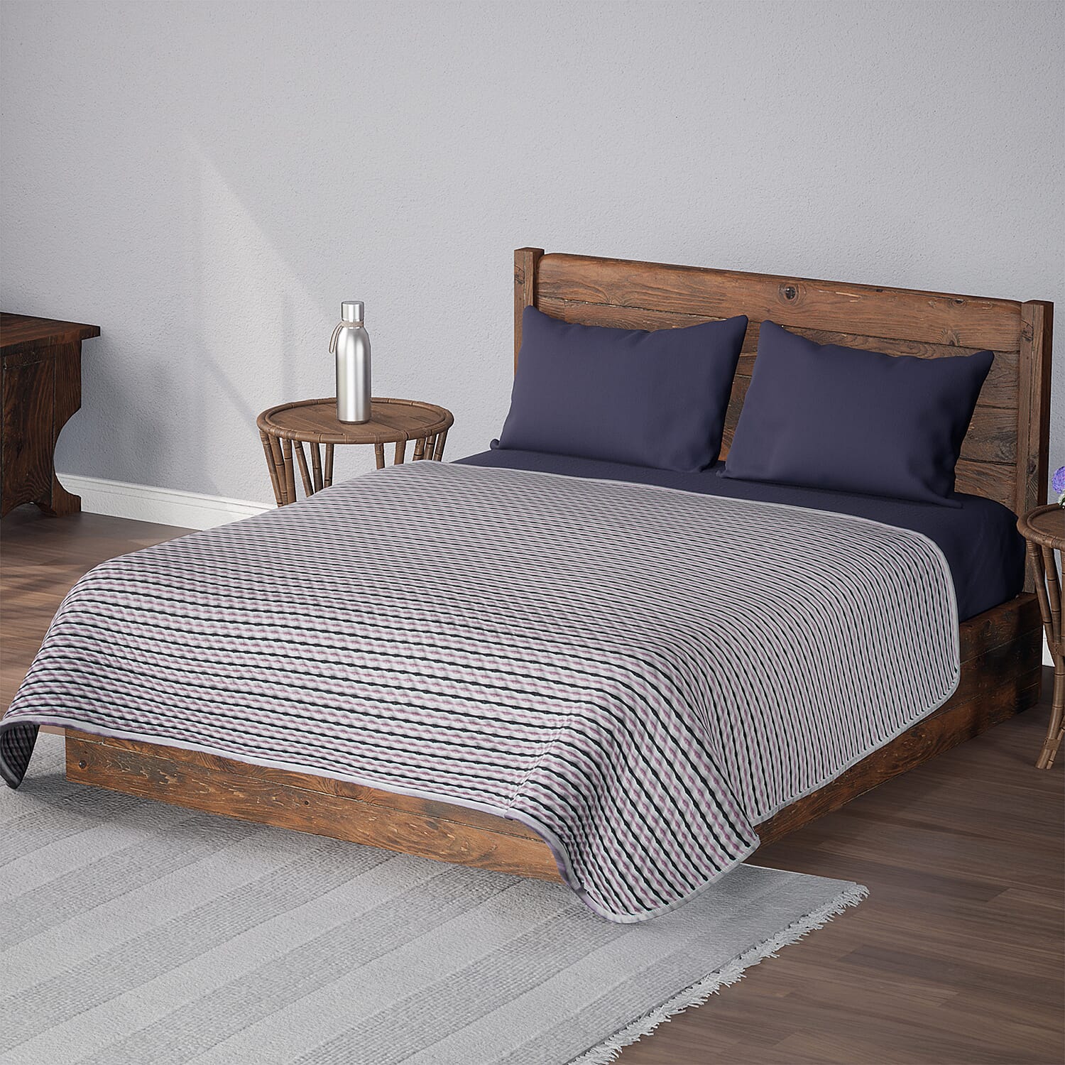 Jacquared 100 % Viscose Soft Summer Throw with Bag (Size 228x145 cm) - Pink Wings