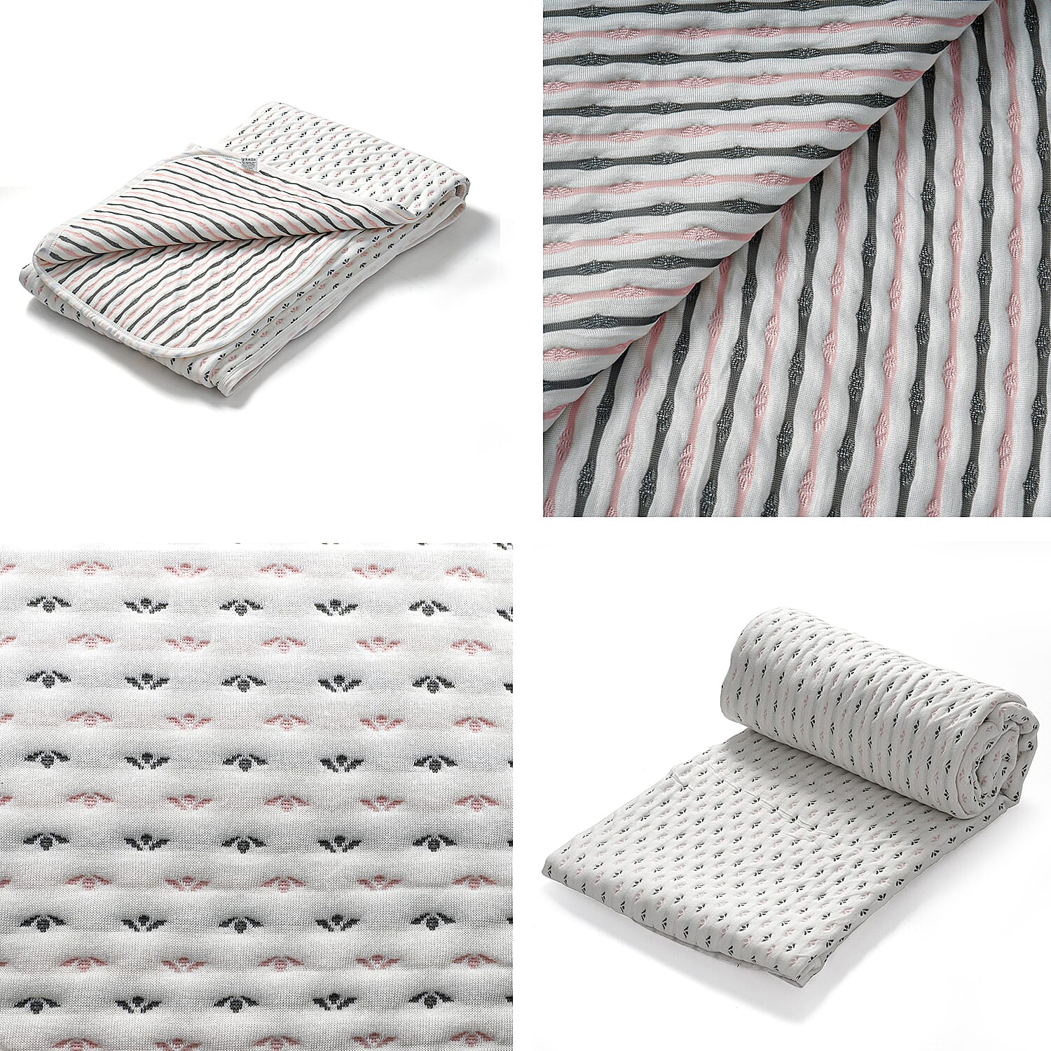 Jacquared 100 % Viscose Soft Summer Throw with Bag (Size 228x145 cm) - Pink Wings