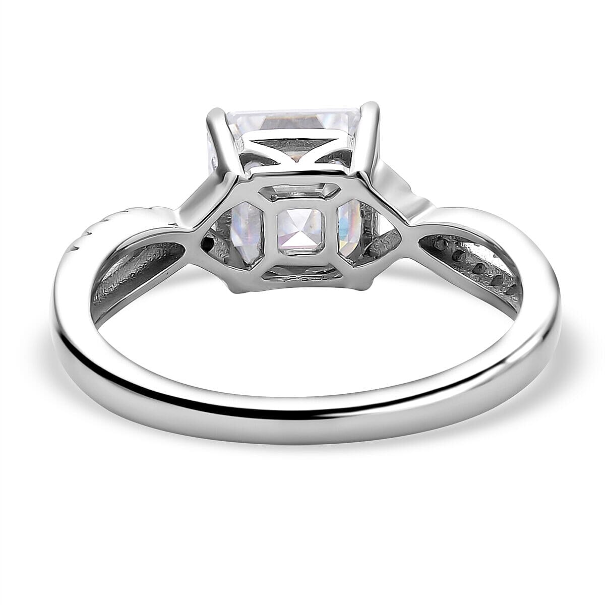 Moissanite Ring in Rhodium Overlay Sterling Silver 3.00 Ct