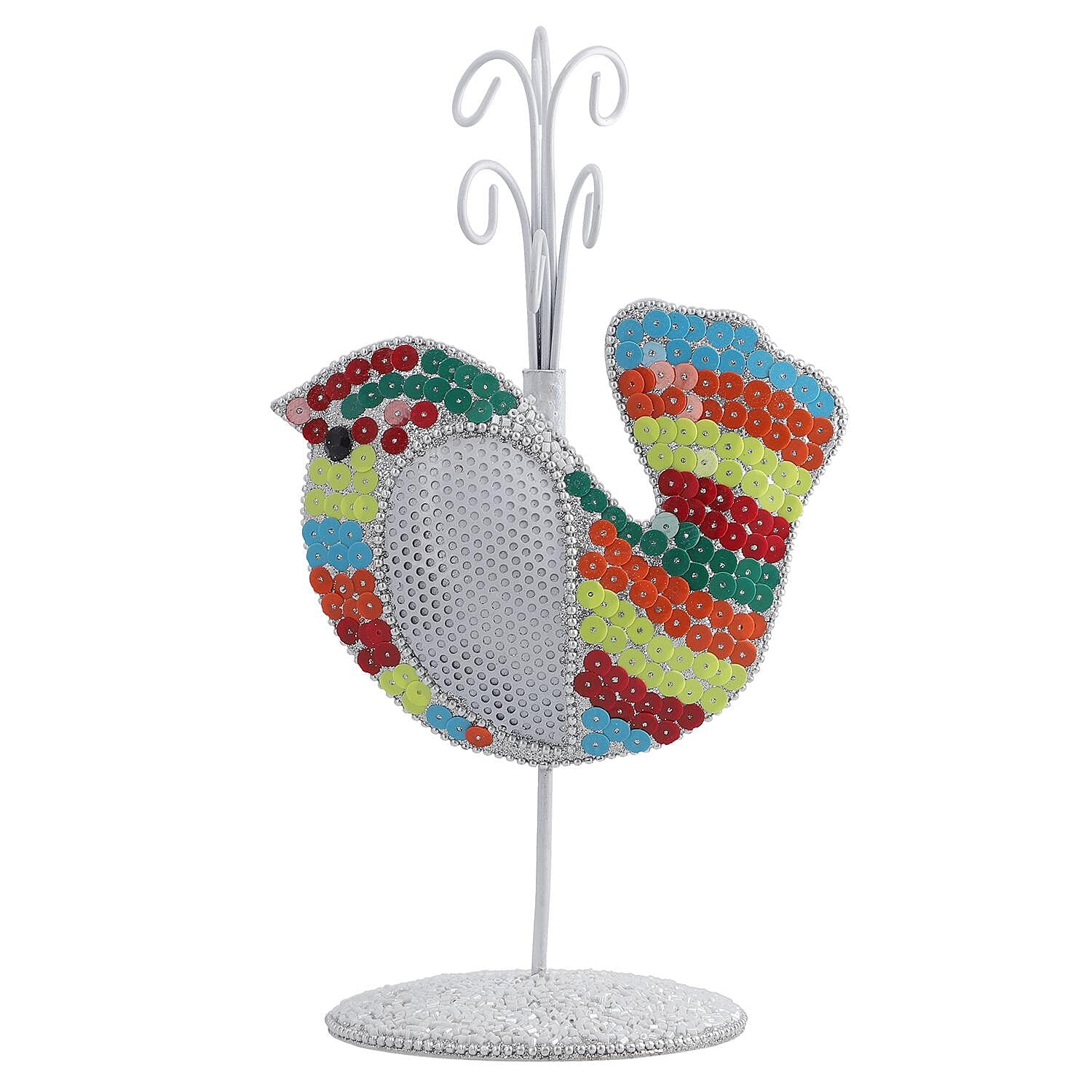 Bird Figure Iron Based Beaded Keyring Holder - Multi