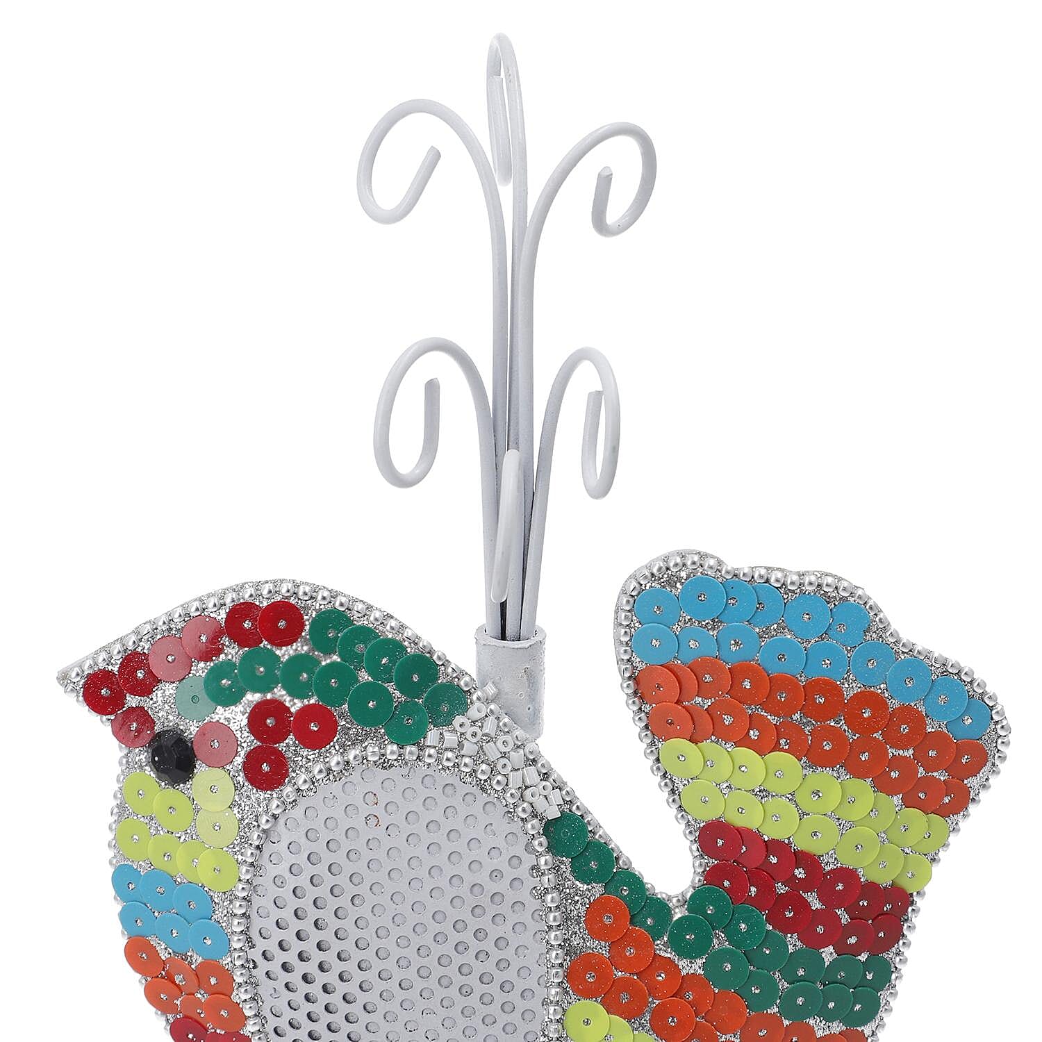 Bird Figure Iron Based Beaded Keyring Holder - Multi