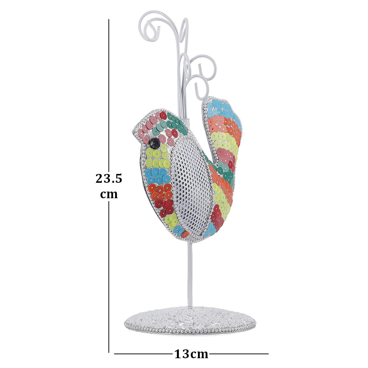 Bird Figure Iron Based Beaded Keyring Holder - Multi