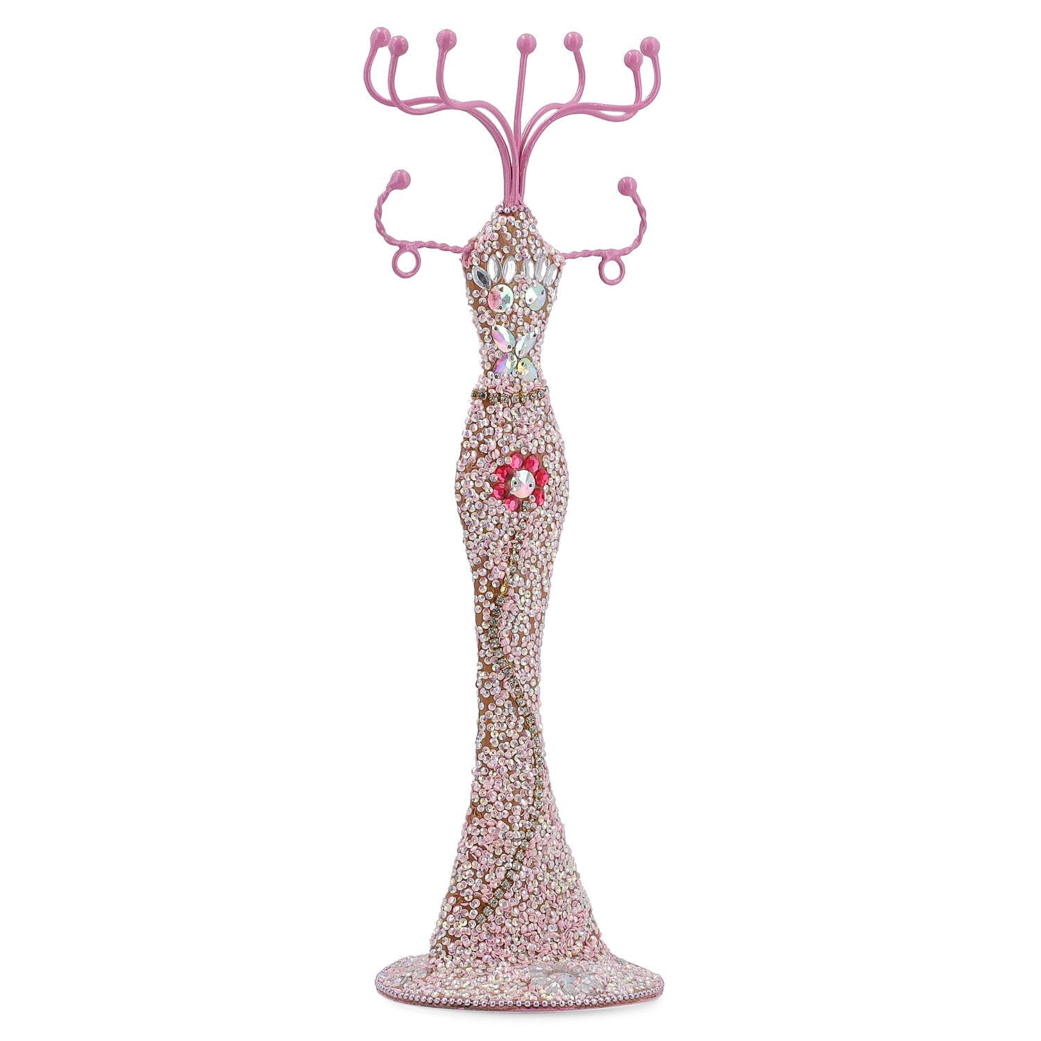 Lady Figure Iron Based Beaded Jewellery - Keyring Holder (Size 31x11x9 Cm) - Pink