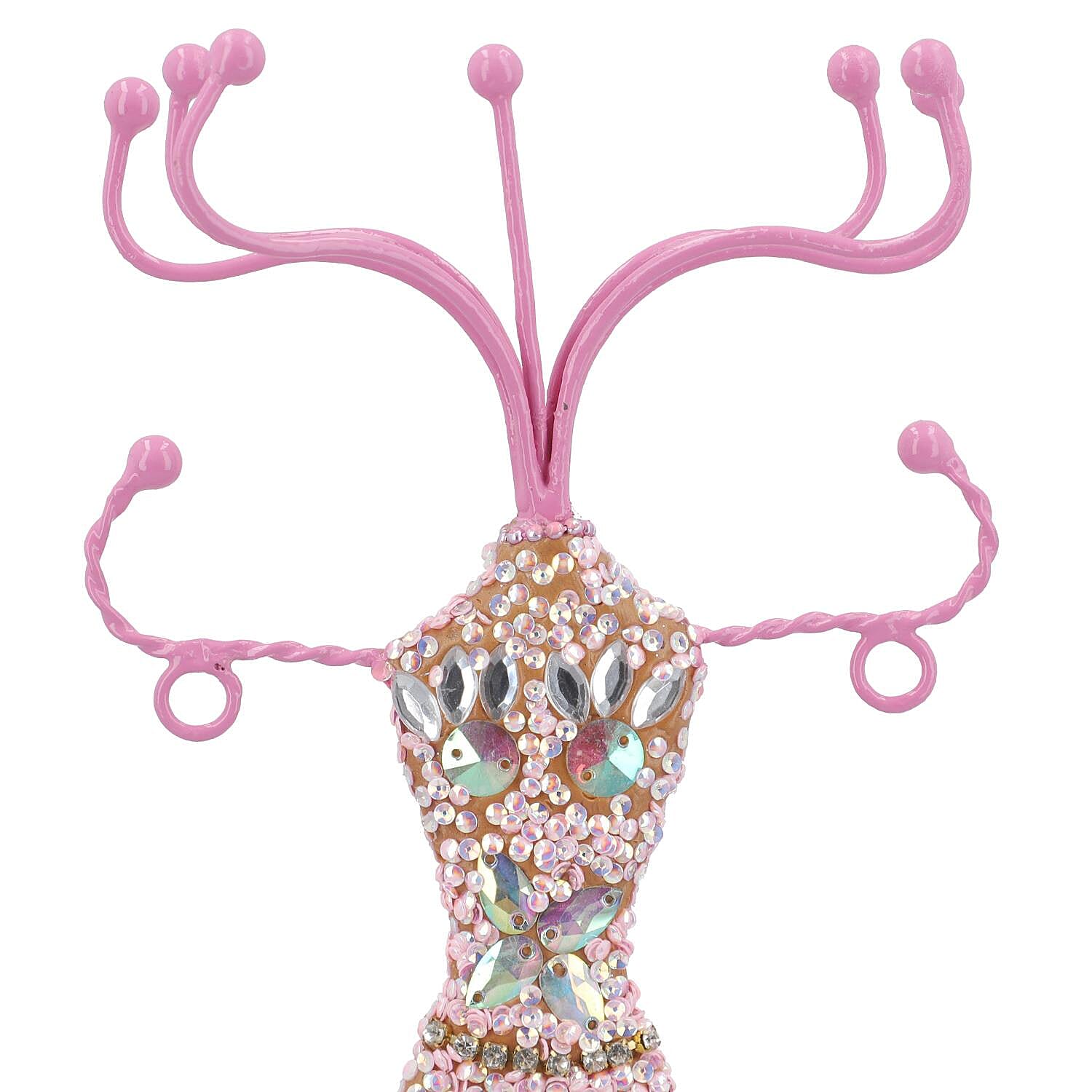 Lady Figure Iron Based Beaded Jewellery - Keyring Holder (Size 31x11x9 Cm) - Pink
