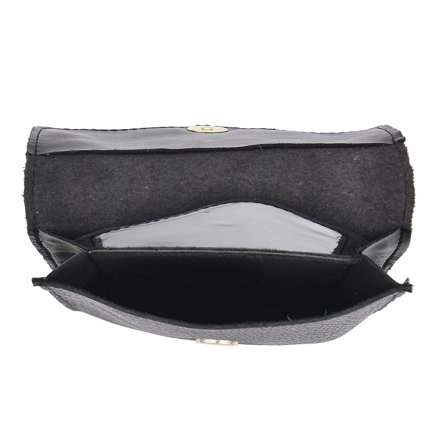 SENCILLEZ 100% Genuine Leather Cell Phone Crossbody Bag with Shoulder Strap (Size 18x12x1Cm) - Black