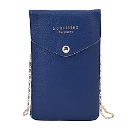 SENCILLEZ 100% Genuine Leather Cell Phone Crossbody Bag with Shoulder Strap (Size 18x12x1Cm) - Navy