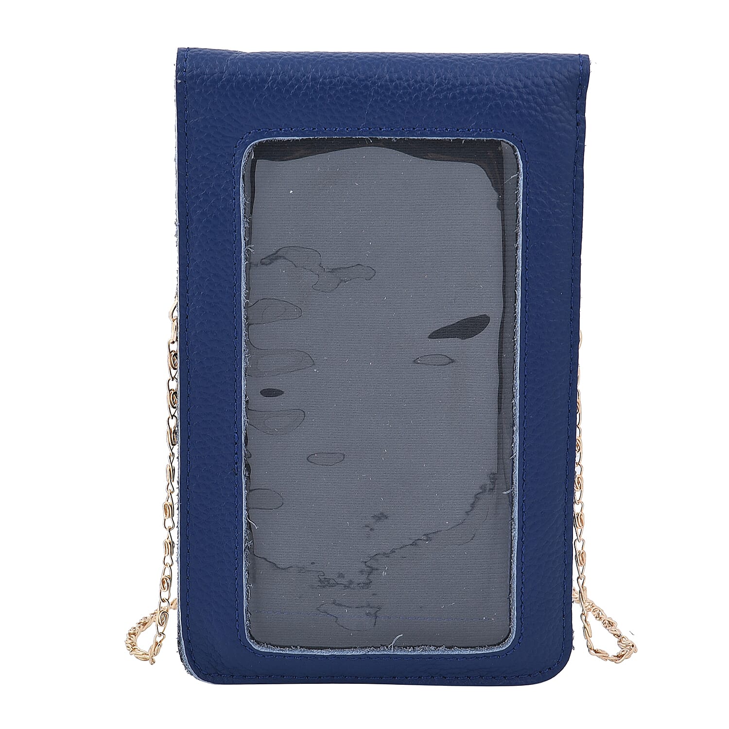 SENCILLEZ 100% Genuine Leather Cell Phone Crossbody Bag with Shoulder Strap (Size 18x12x1Cm) - Navy