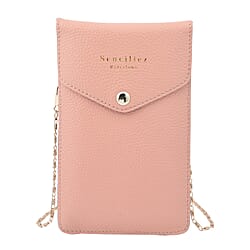 SENCILLEZ 100% Genuine Leather Cell Phone Crossbody Bag with Shoulder Strap (Size 18x12x1Cm) -  Pink