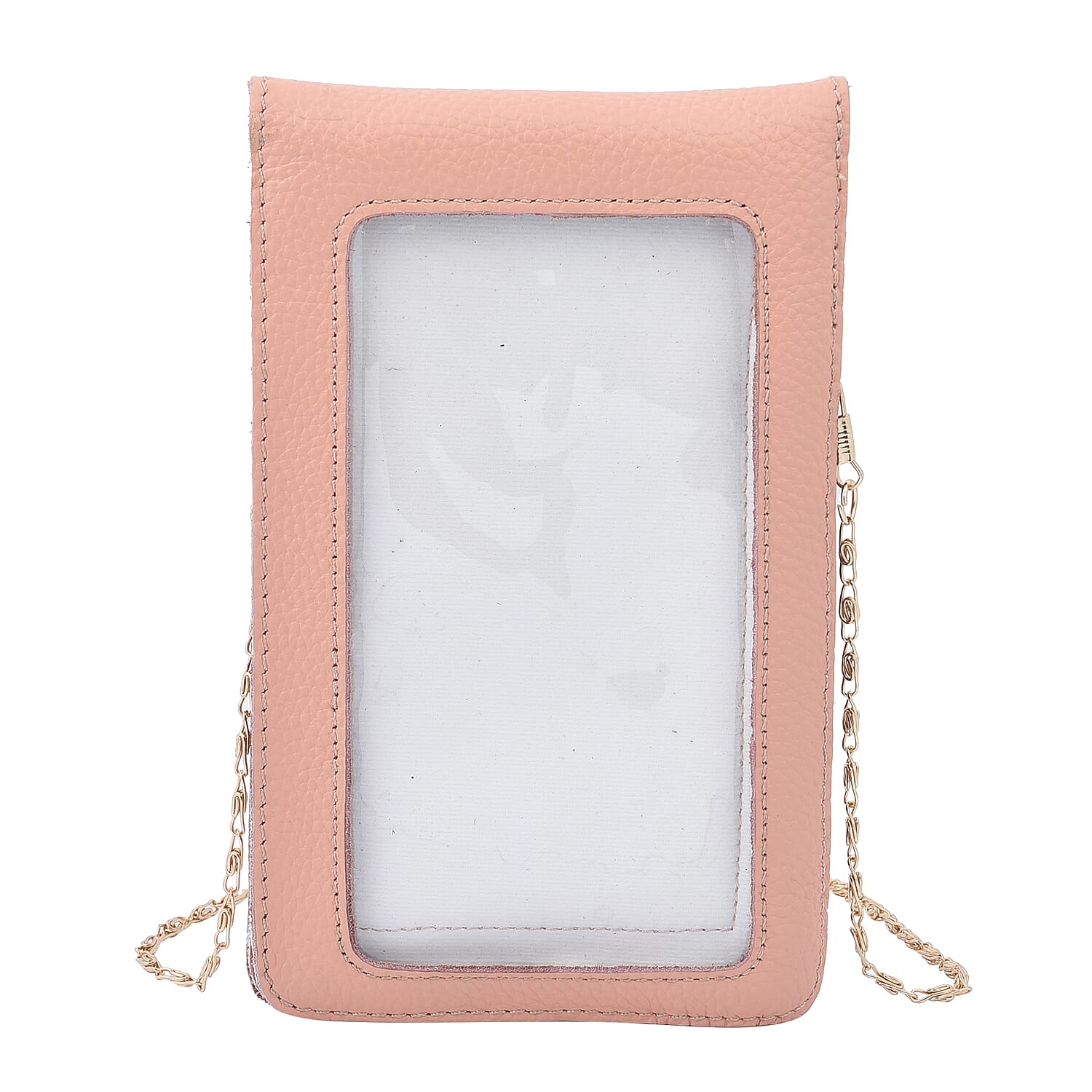 SENCILLEZ 100% Genuine Leather Cell Phone Crossbody Bag with Shoulder Strap (Size 18x12x1Cm) -  Peach