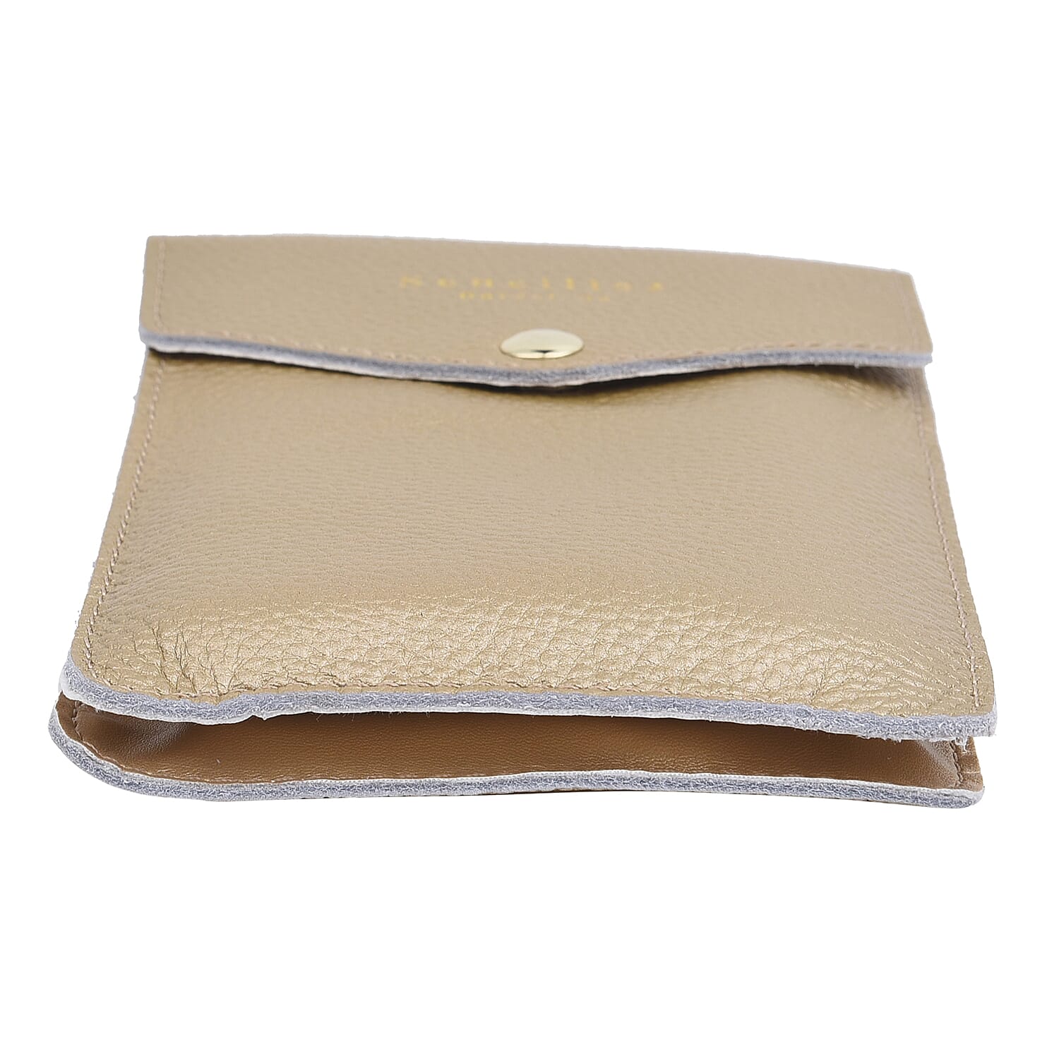 SENCILLEZ 100% Genuine Leather Cell Phone Crossbody Bag with Shoulder Strap (Size 18x12x1Cm) - Golden