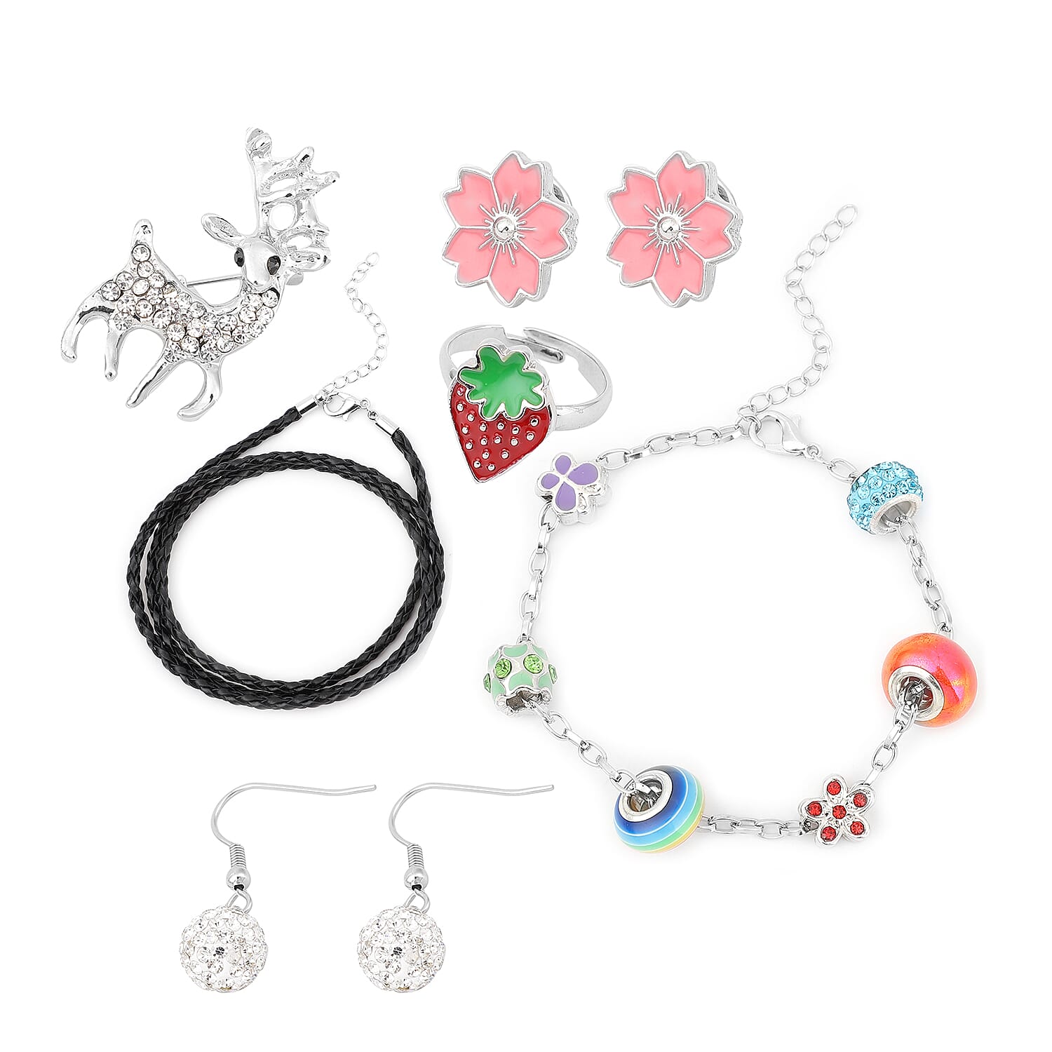 Set of 30 Pcs White, Black Austrian Crystal Enamelled and Multi Gemstone Advent Calendar Jewellery Box