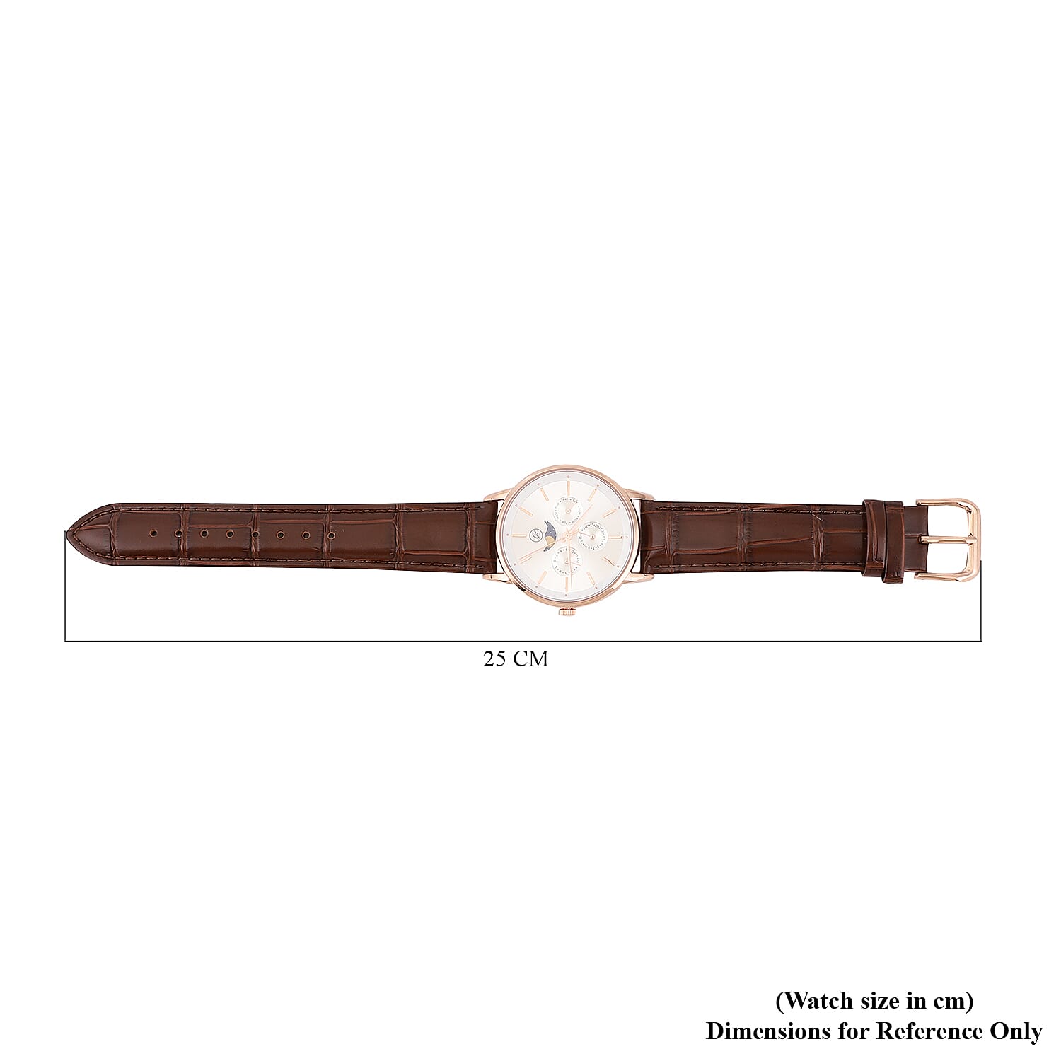GENOA Japanese Movement White Dial 5 ATM Water Resistant Watch with Brown Leather Strap in Stainless Steel