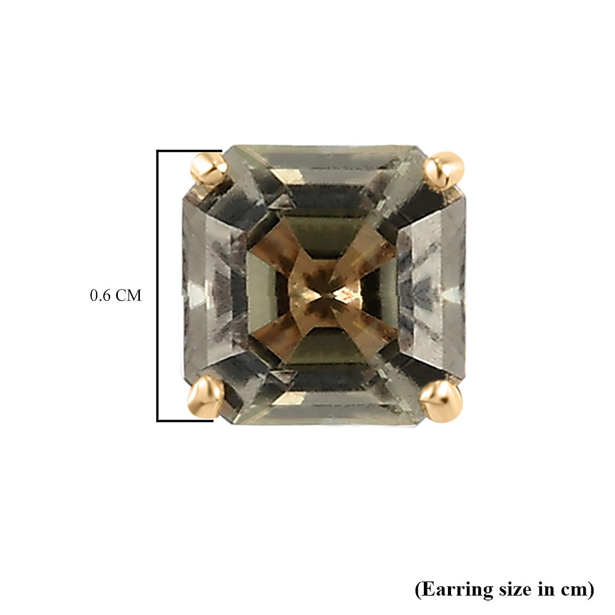 9K Yellow Gold AA Turkizite (Asscher Cut) Stud Earrings (With Push Back) 2.53 Ct.