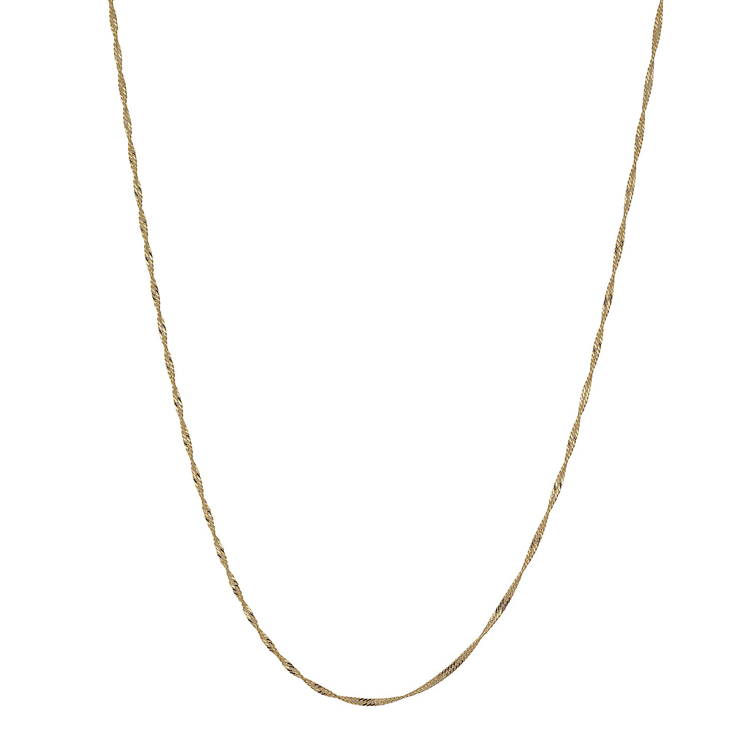 Yellow Gold Overlay Sterling Silver Adjustable Singapore Chain (Size-24) with Lobster Lock