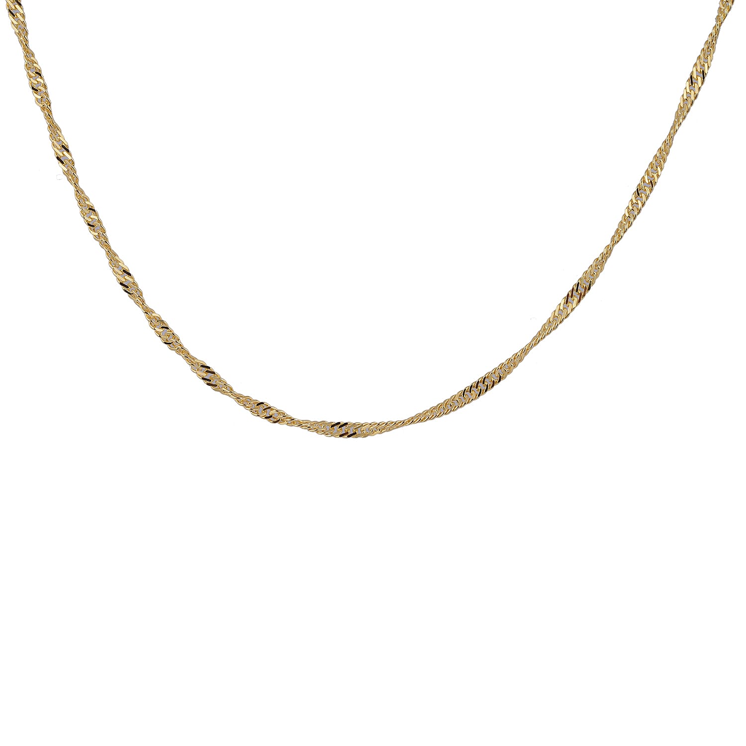 Yellow Gold Overlay Sterling Silver Adjustable Singapore Chain (Size-24) with Lobster Lock