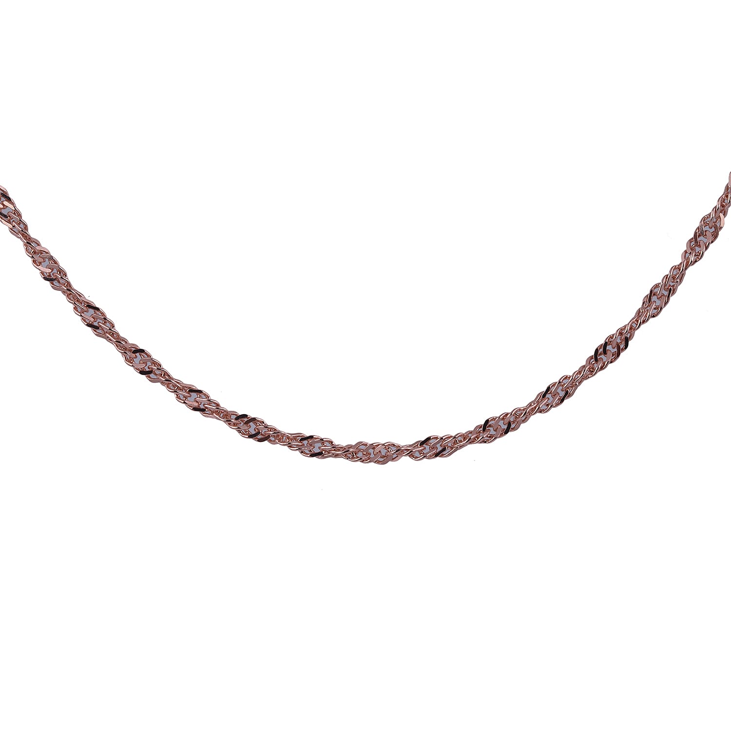Rose Gold Overlay Sterling Silver Adjustable Singapore Chain (Size-24) with Lobster Lock