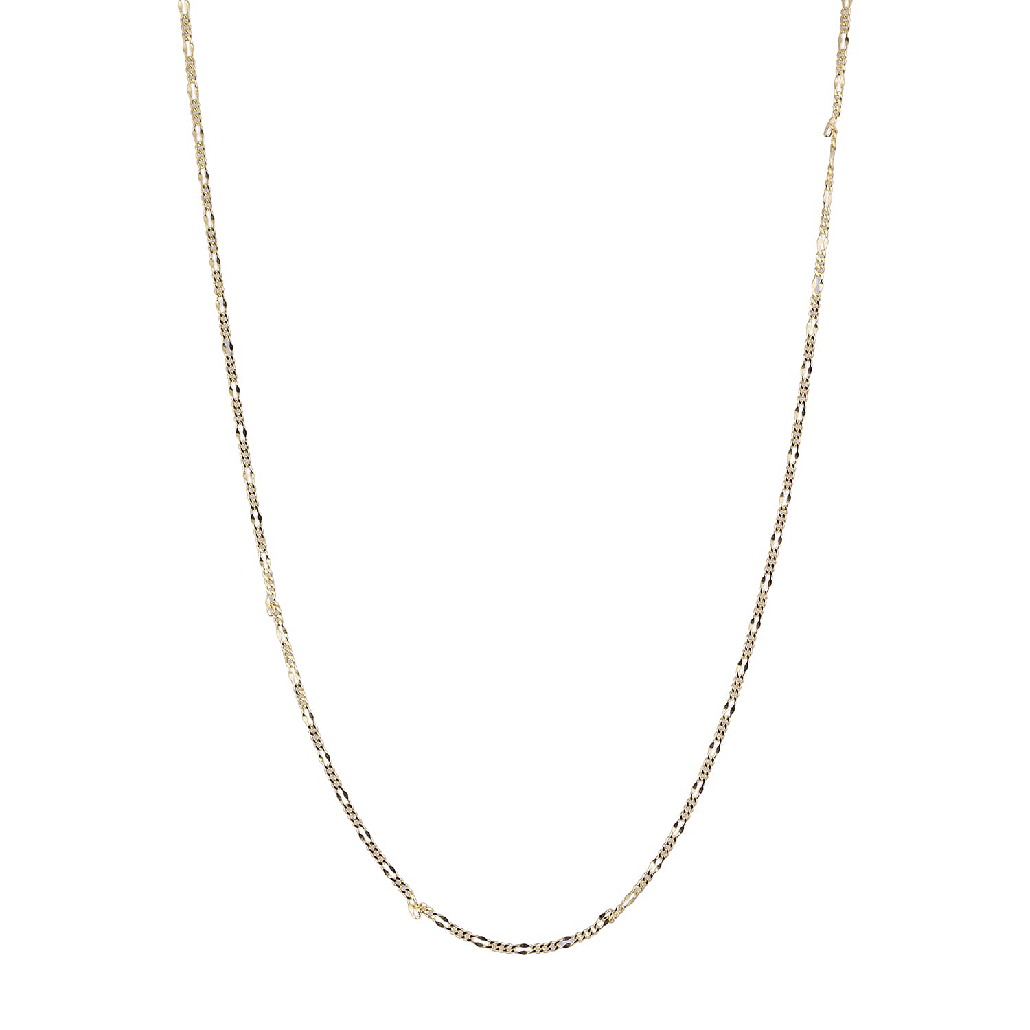 JCK Vegas Collection - Yellow Gold Overlay Sterling Silver Adjustable Figaro Chain (Size-24) with Lobster Lock