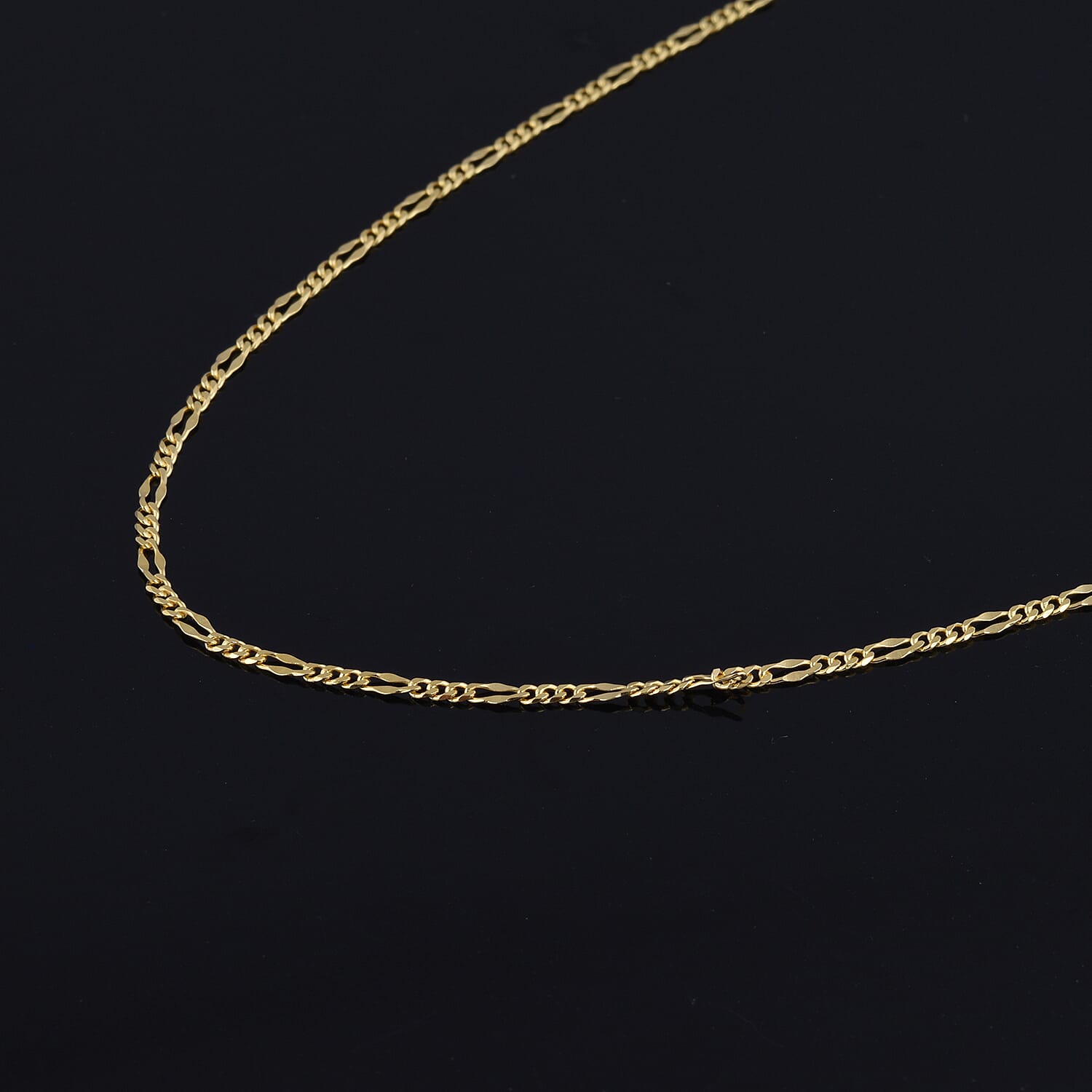 JCK Vegas Collection - Yellow Gold Overlay Sterling Silver Adjustable Figaro Chain (Size-24) with Lobster Lock