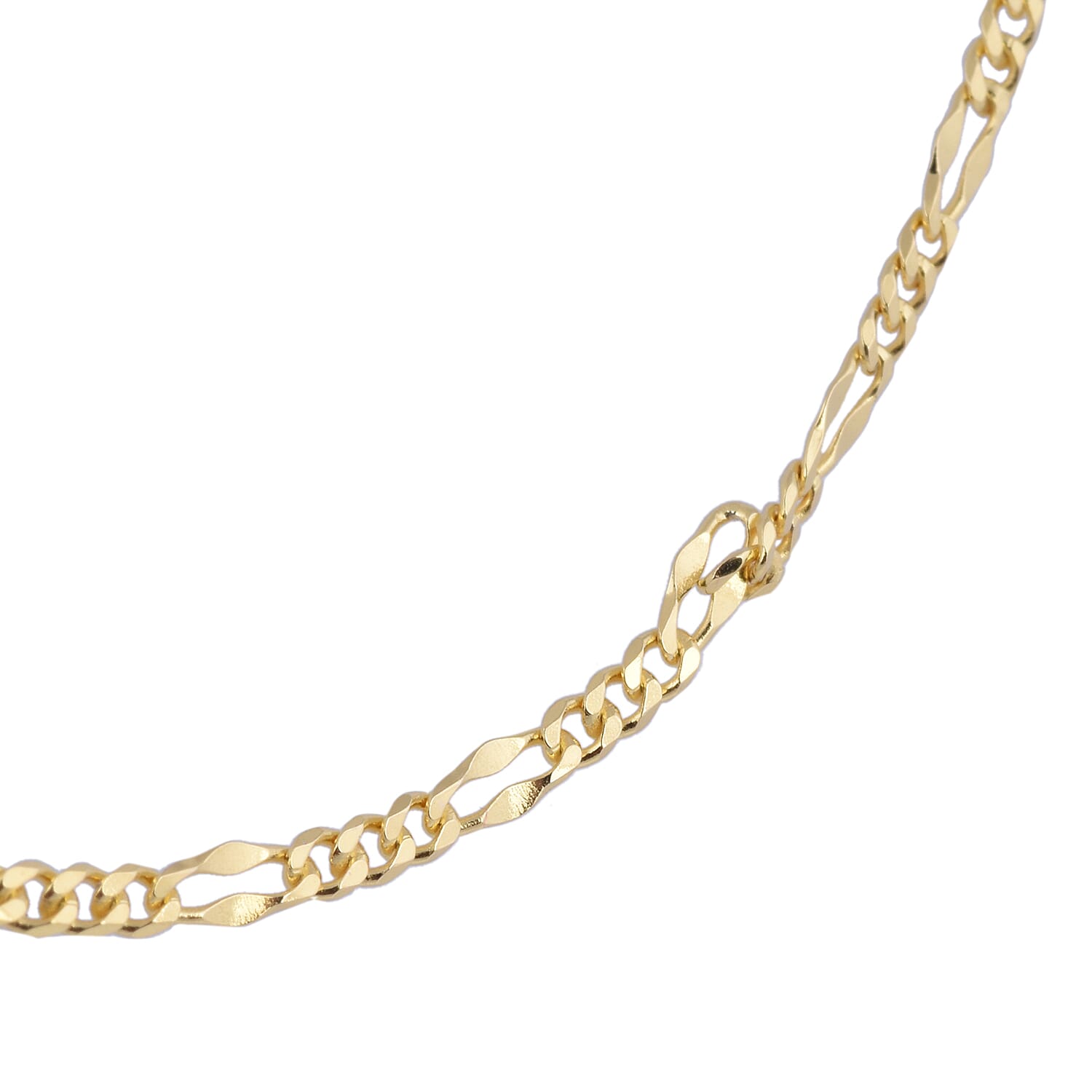 JCK Vegas Collection - Yellow Gold Overlay Sterling Silver Adjustable Figaro Chain (Size-24) with Lobster Lock