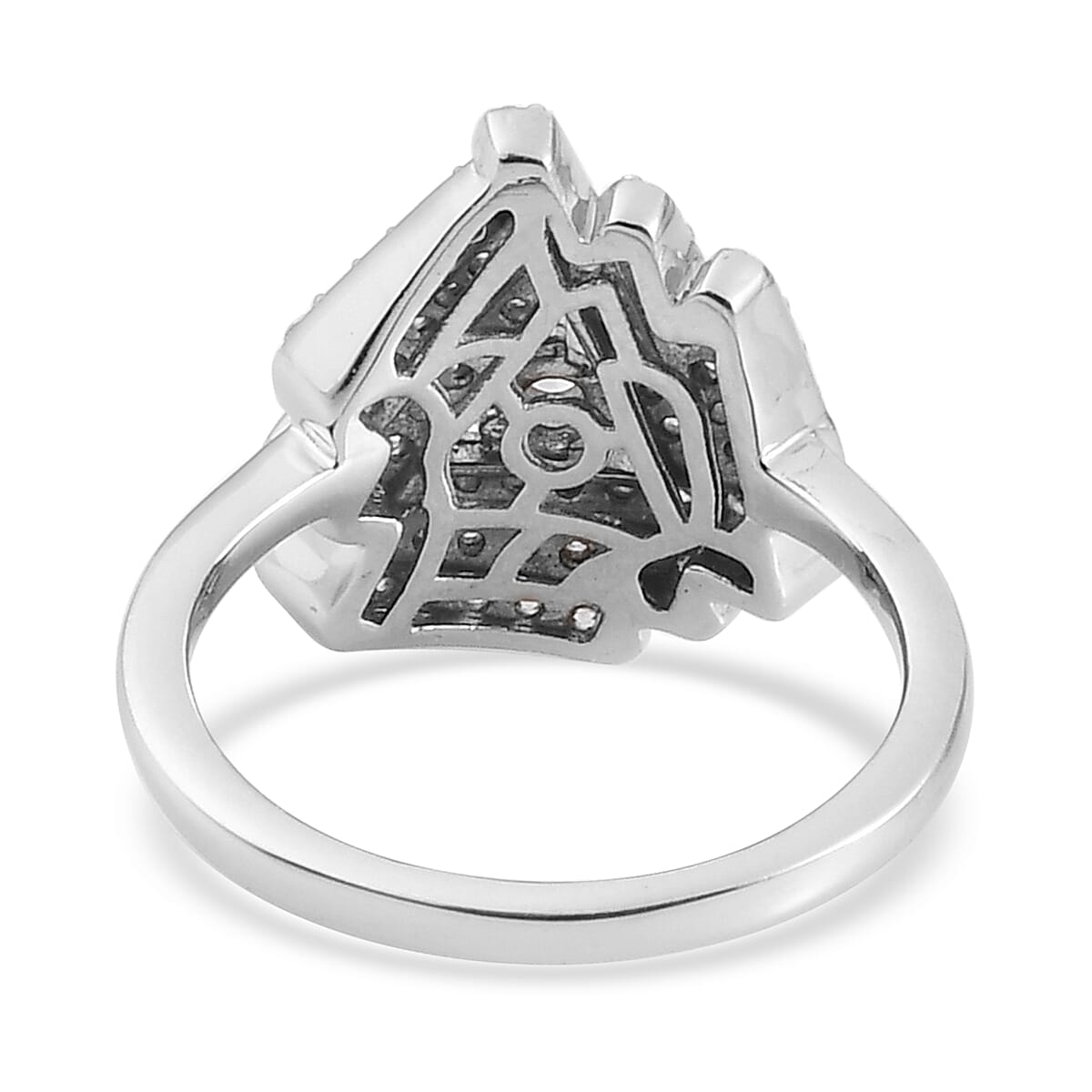 Lustro Stella Platinum Overlay Sterling Silver Triangle Ring Made with Finest CZ 1.17 Ct.