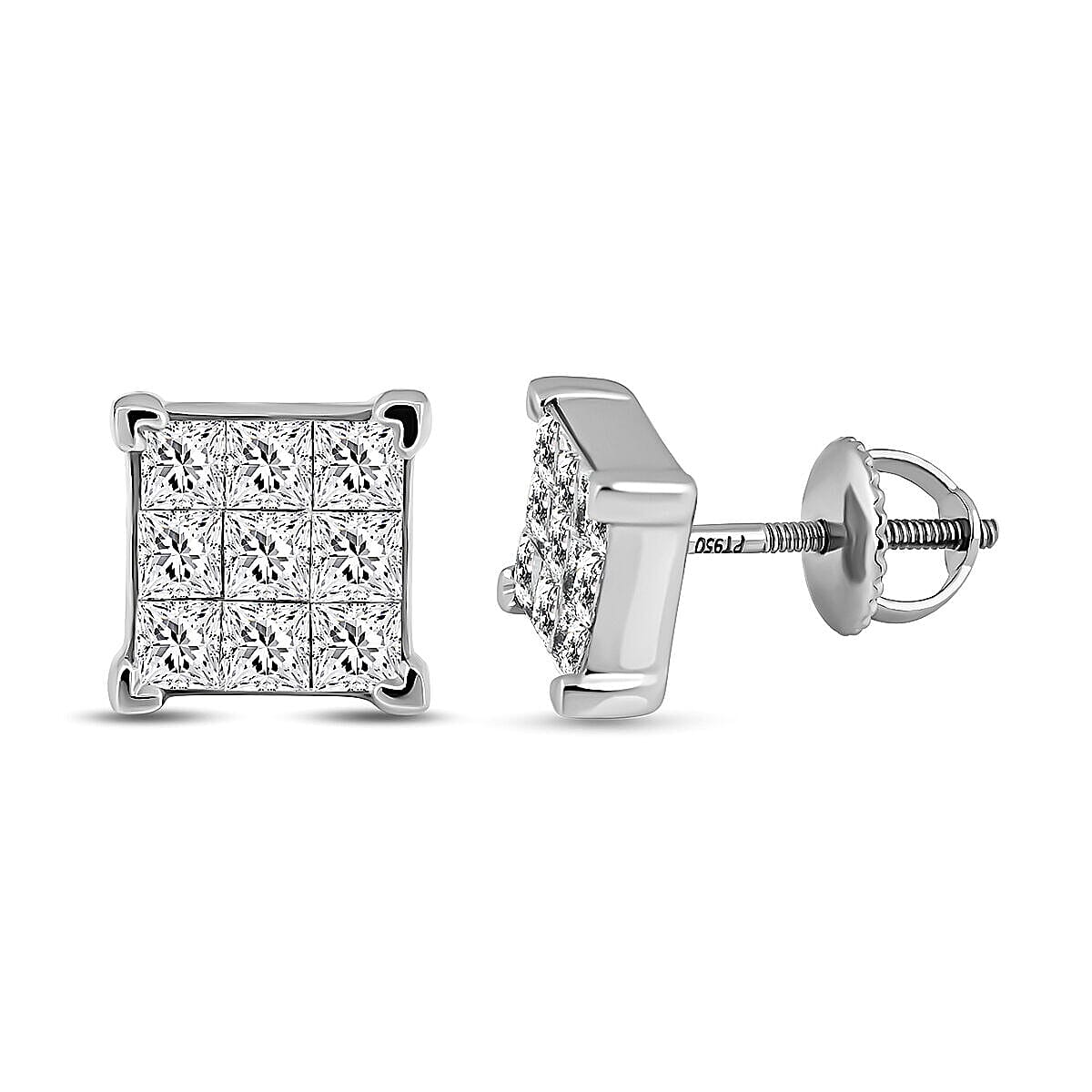 RHAPSODY 950 Platinum IGI Certified Diamond (VS/E-F) Stud Earrings 1.00 Ct, Platinum Wt. 4.02 Gms