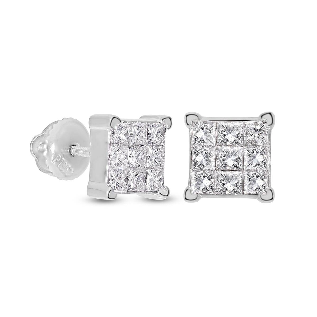 RHAPSODY 950 Platinum IGI Certified Diamond (VS/E-F) Stud Earrings 1.00 Ct, Platinum Wt. 4.02 Gms