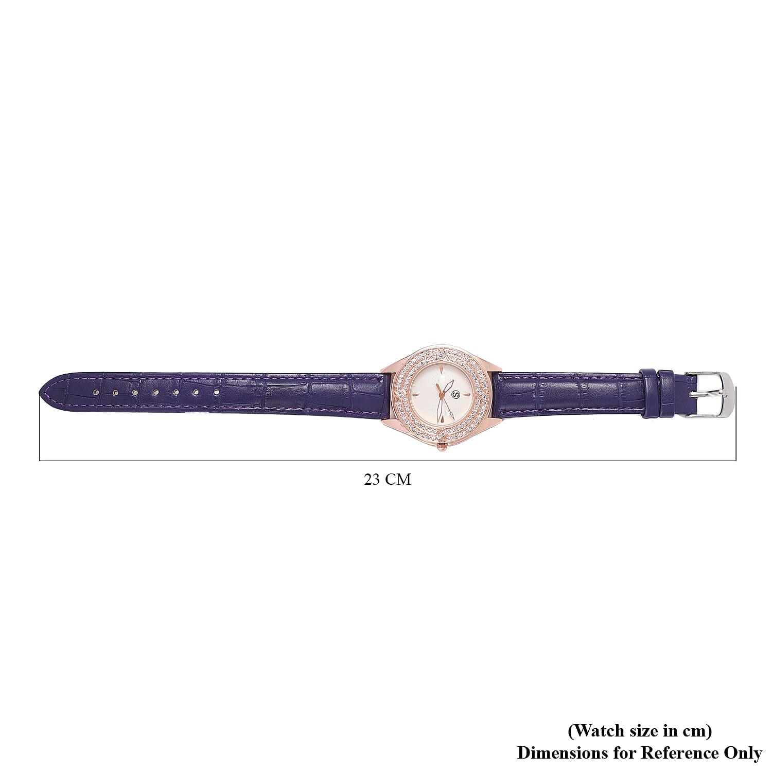 STRADA Japanese Movement White Dial Crystal Studded Water Resistant Watch with Purple Colour Strap