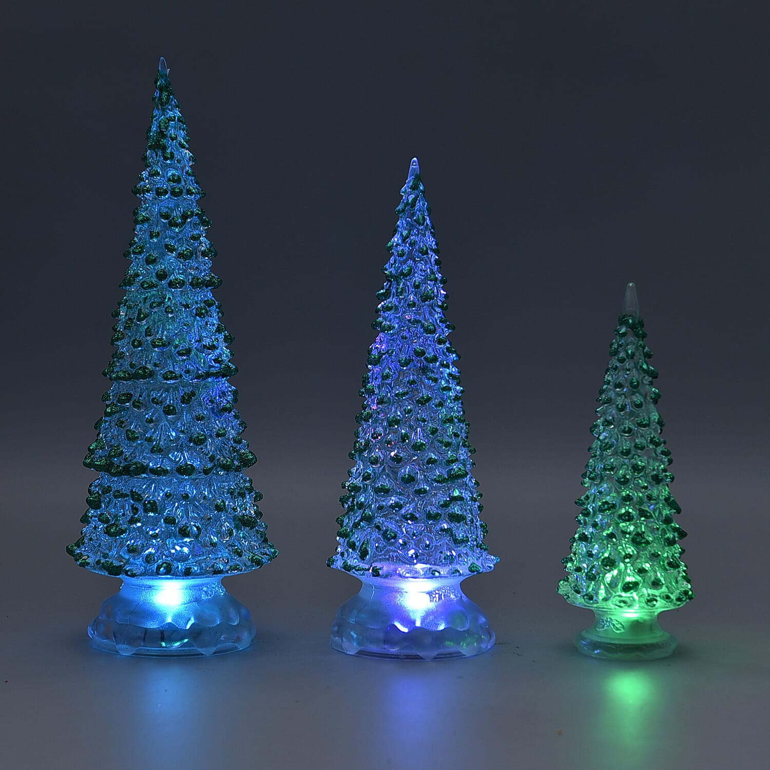 Set of 3 - Christmas LED Tree Light (Size 31x8 Cm, 26x8 Cm &19x3 Cm) - Green