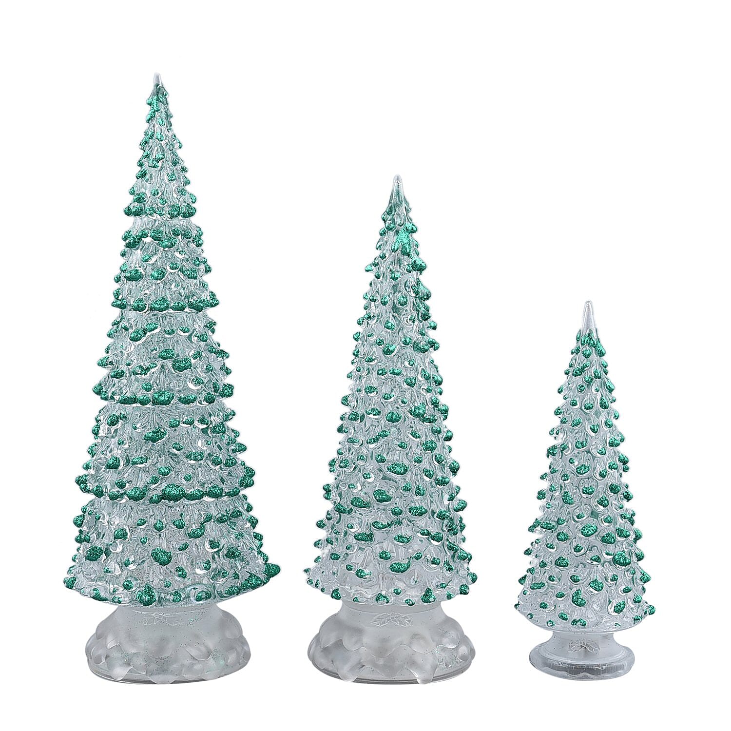 Set of 3 - Christmas LED Tree Light (Size 31x8 Cm, 26x8 Cm &19x3 Cm) - Green